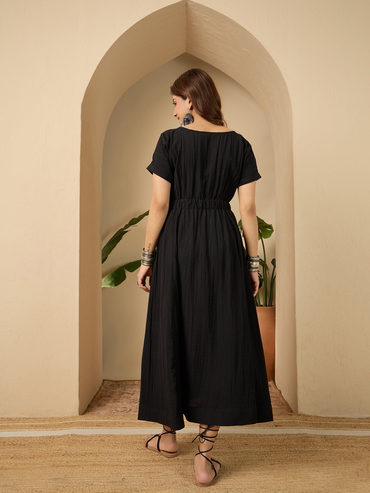Black Side Keyhole Neck Dress