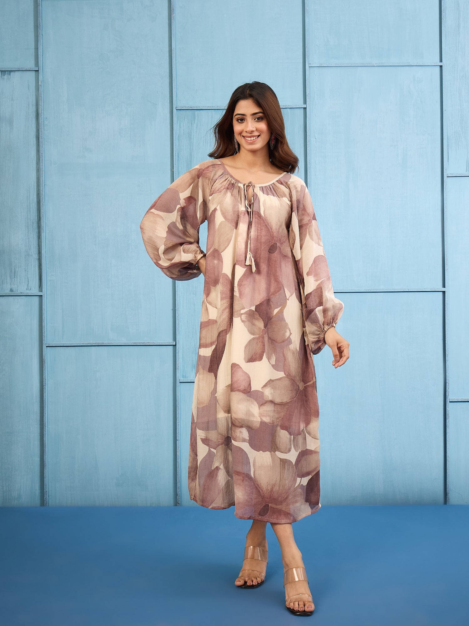 Light Mauve Shaded Gathering Dress