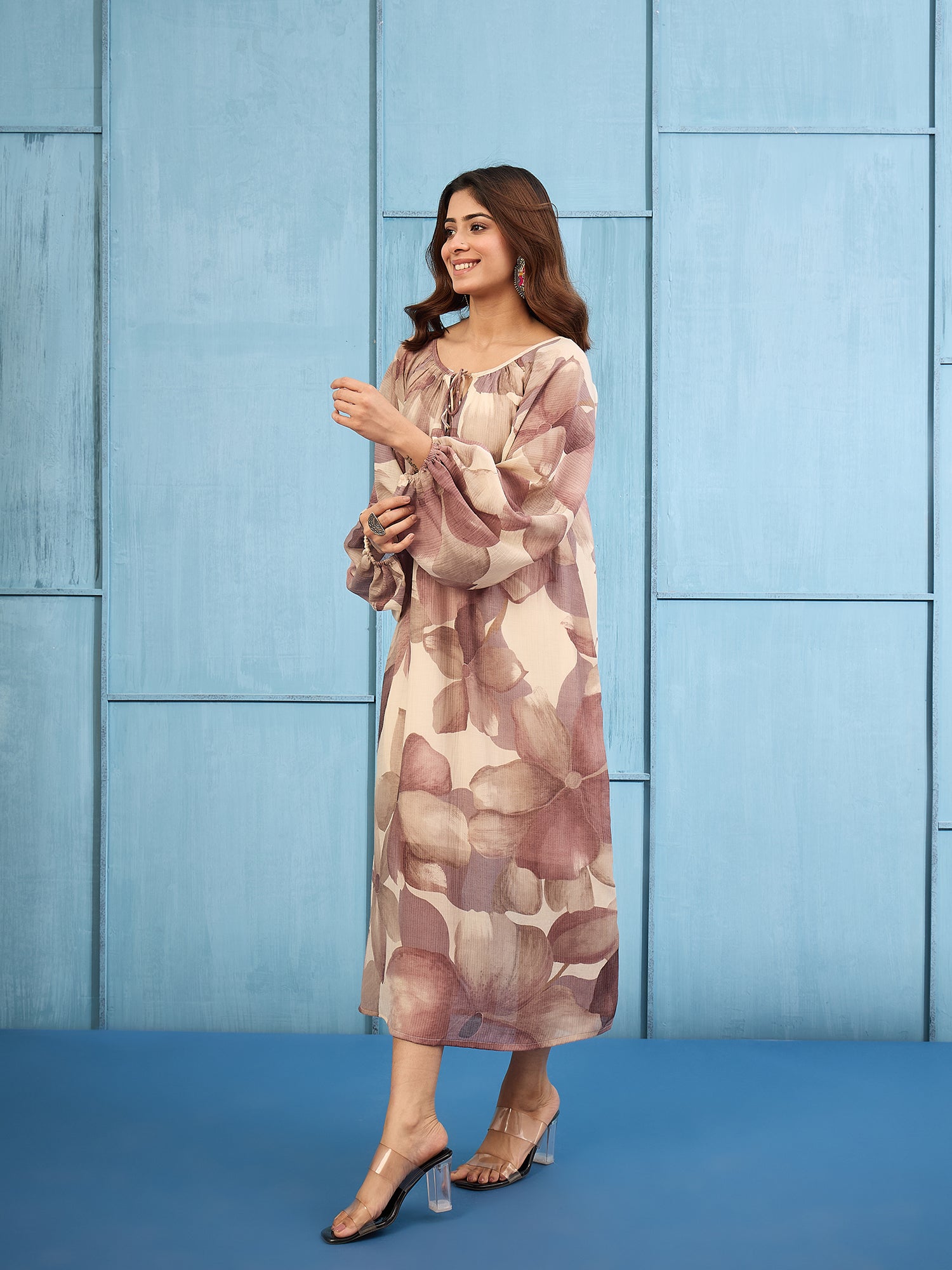 Light Mauve Shaded Gathering Dress