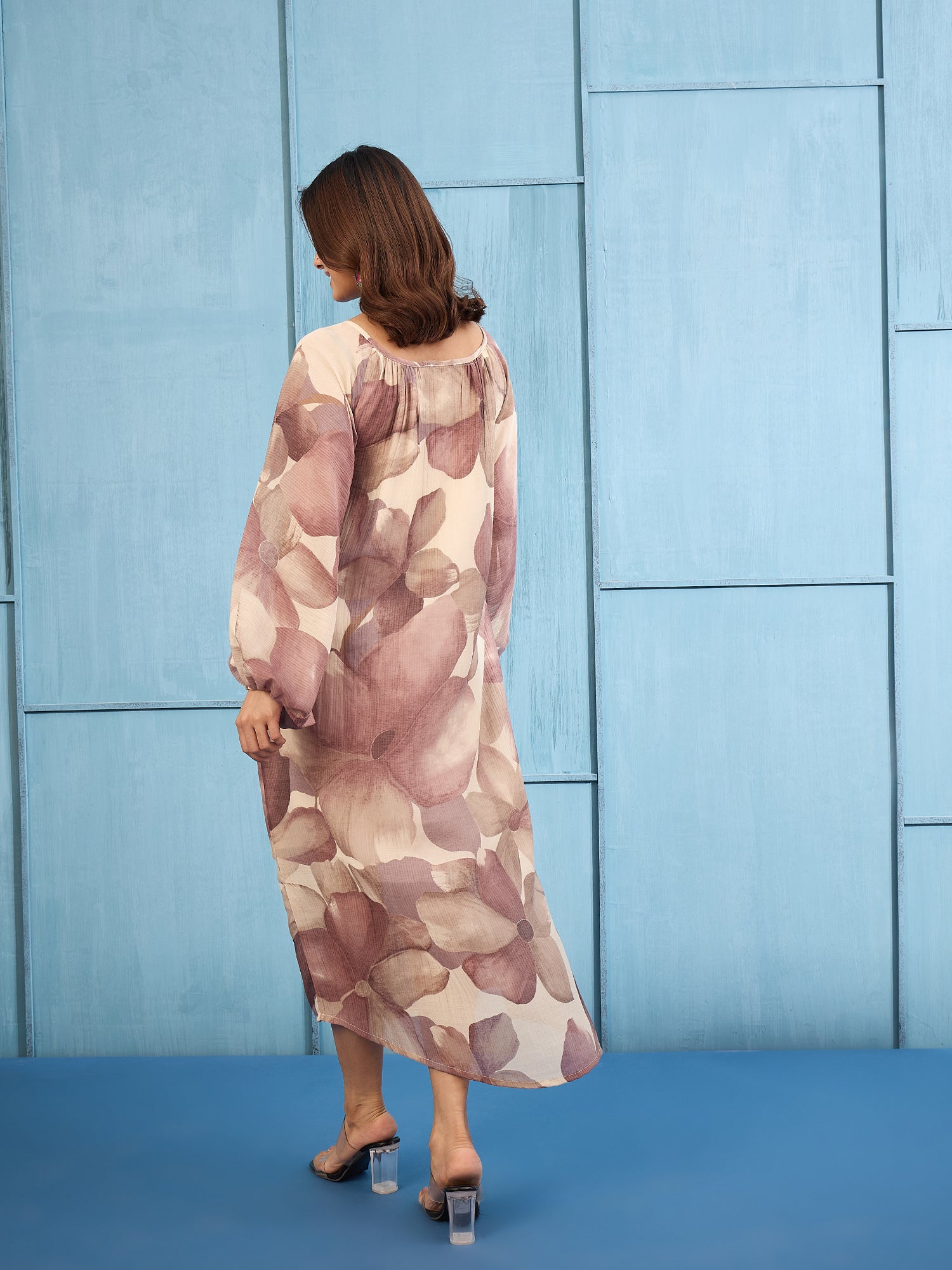 Light Mauve Shaded Gathering Dress