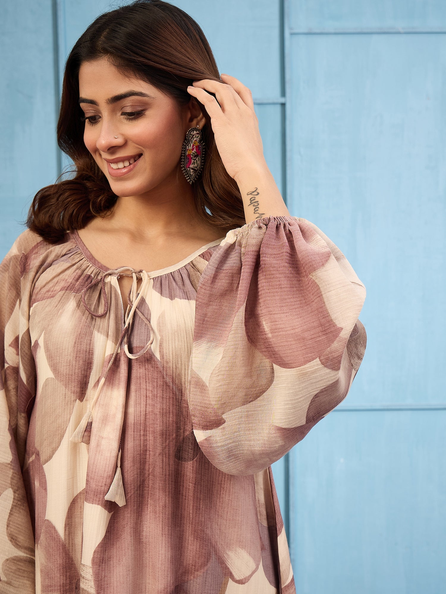 Light Mauve Shaded Gathering Dress