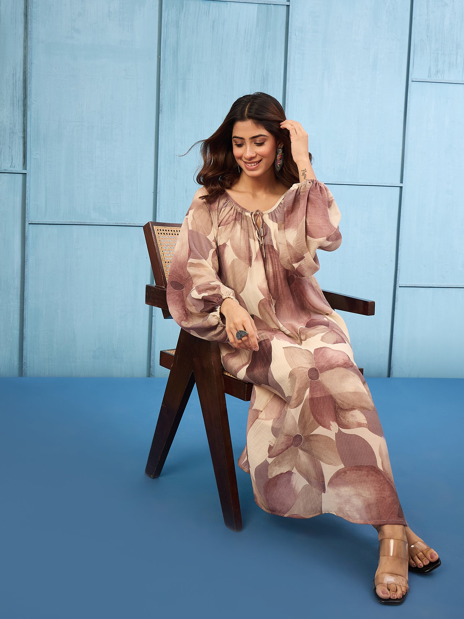 Light Mauve Shaded Gathering Dress
