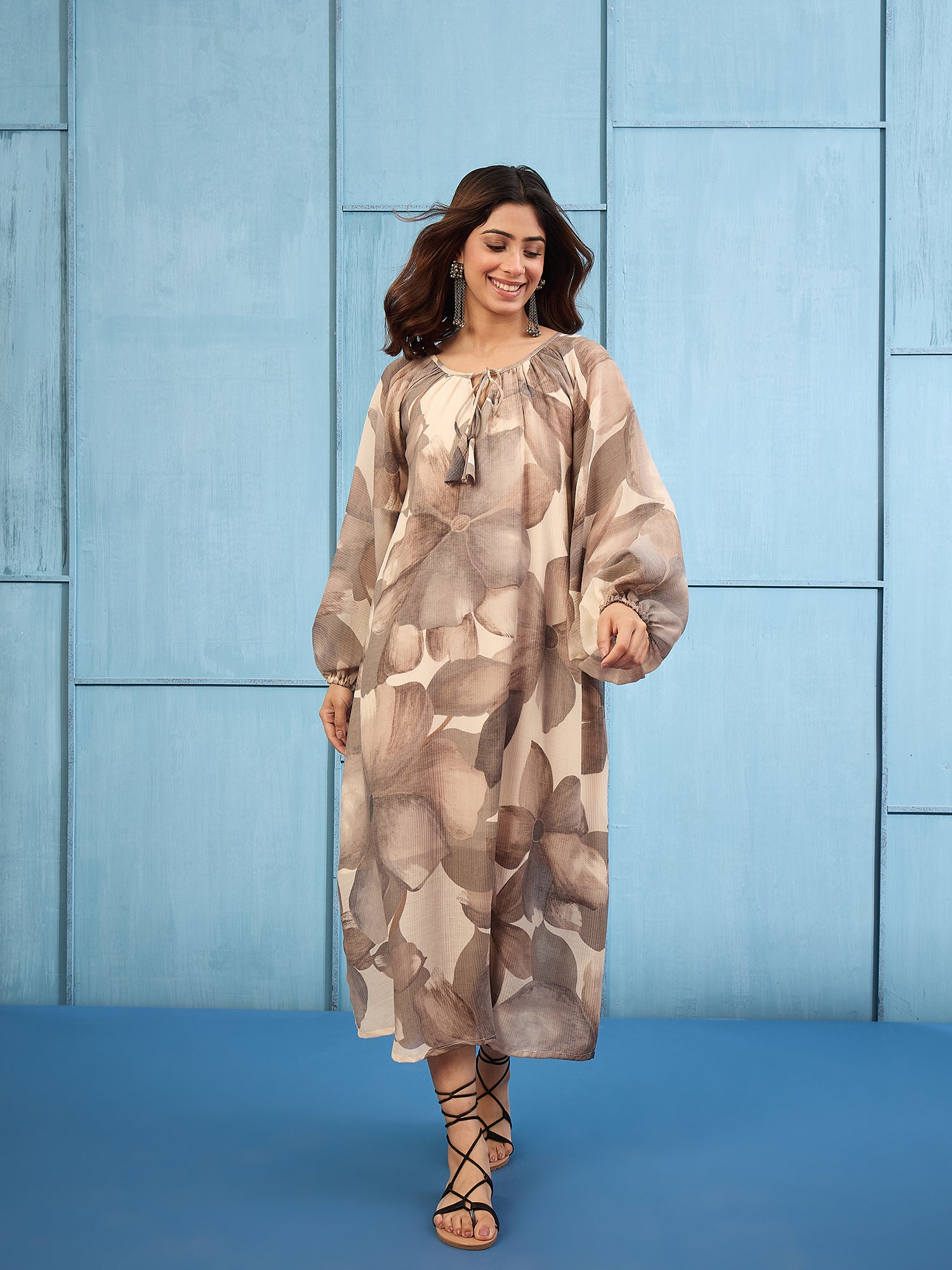 Grey Shaded Gathering Dress