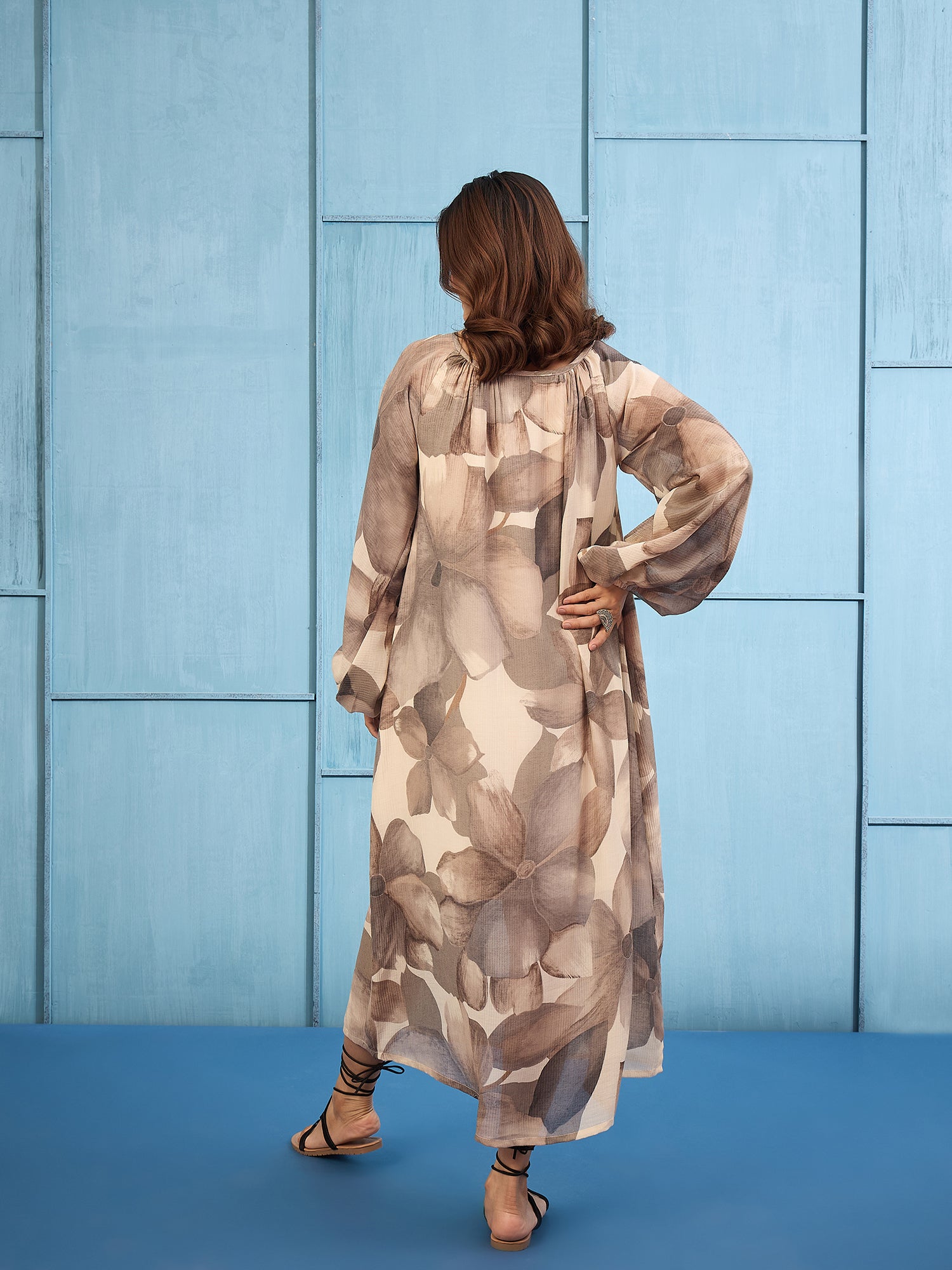 Grey Shaded Gathering Dress