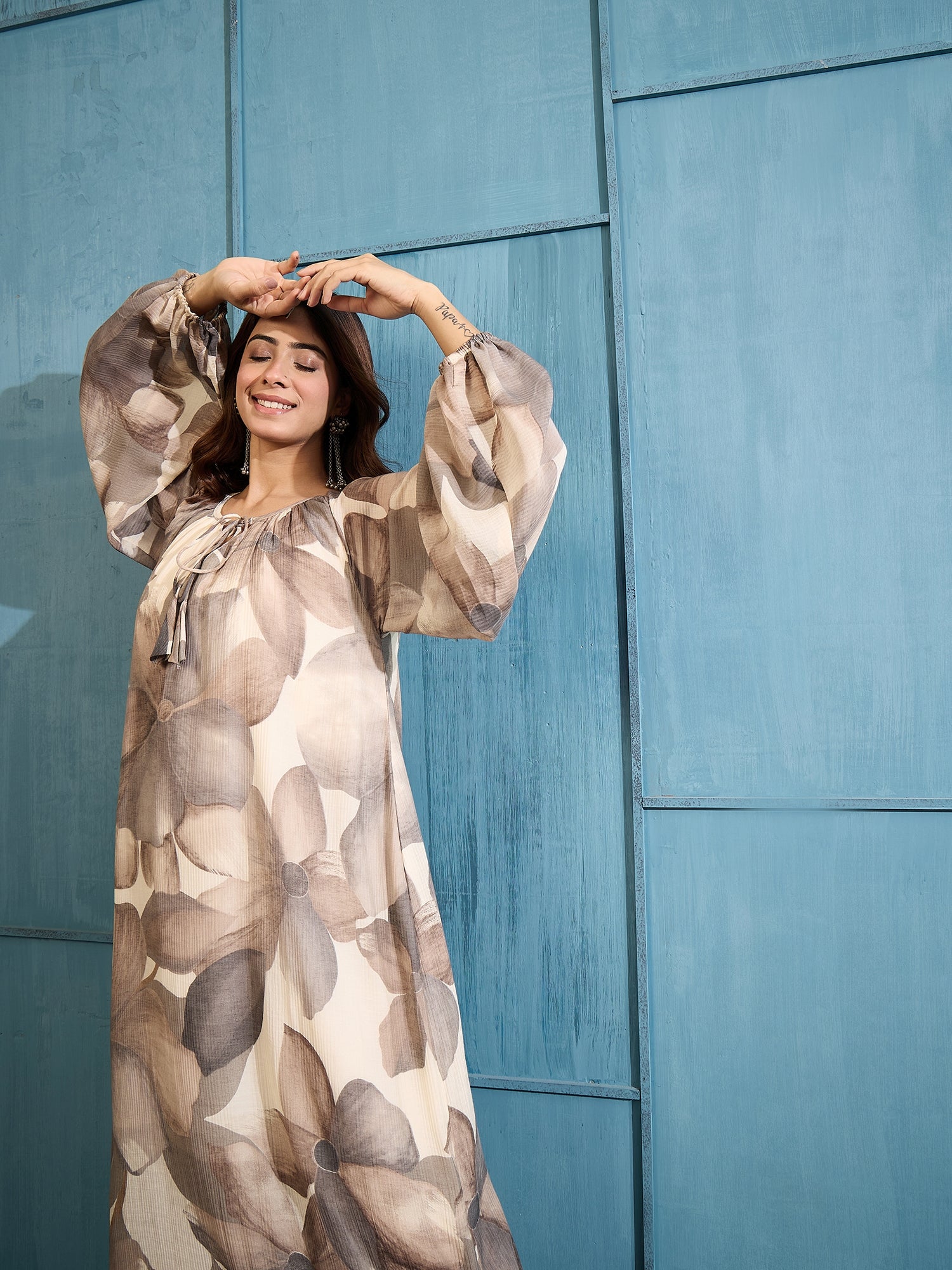 Grey Shaded Gathering Dress