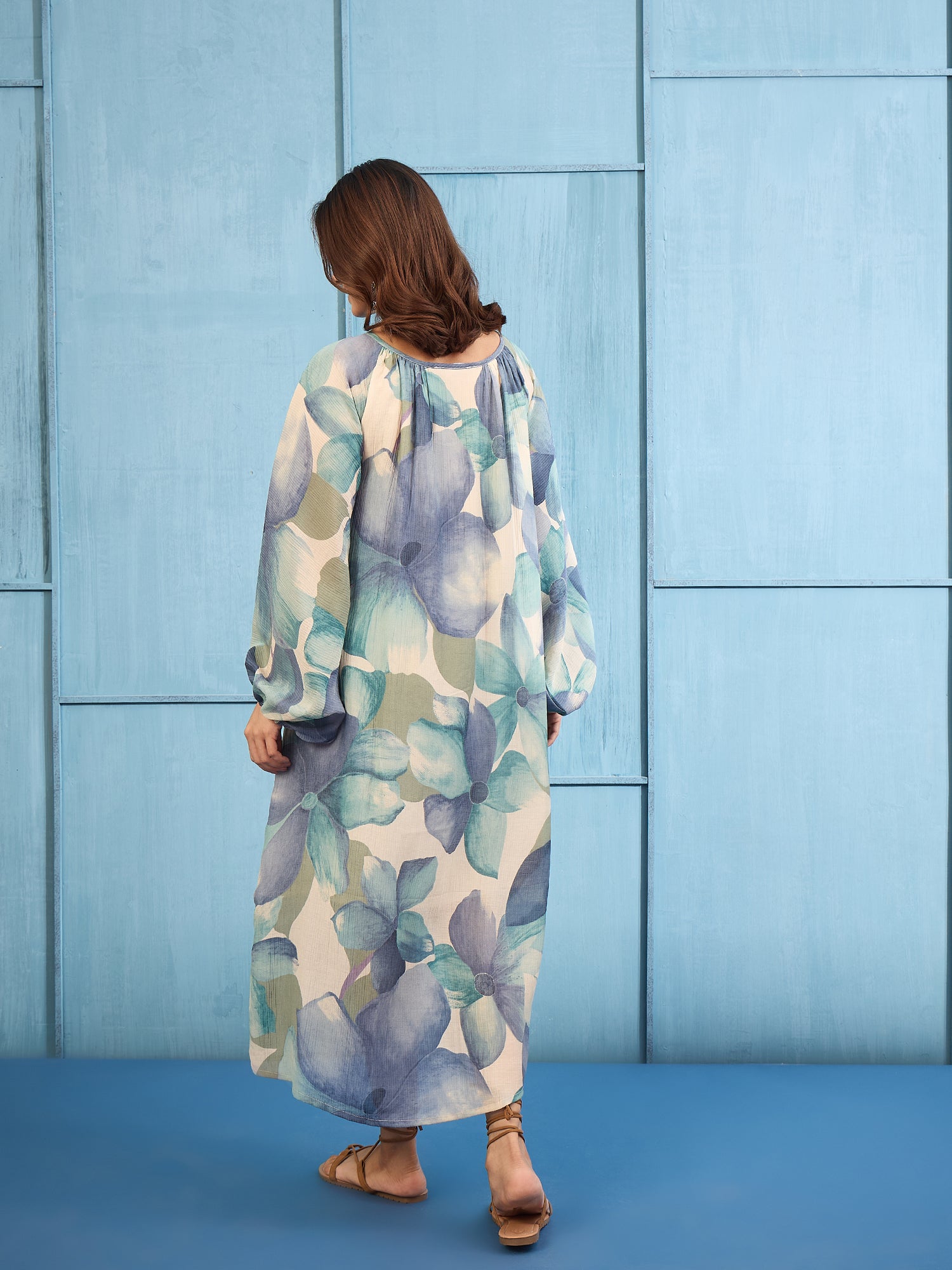 Light Blue Shaded Gathering Dress