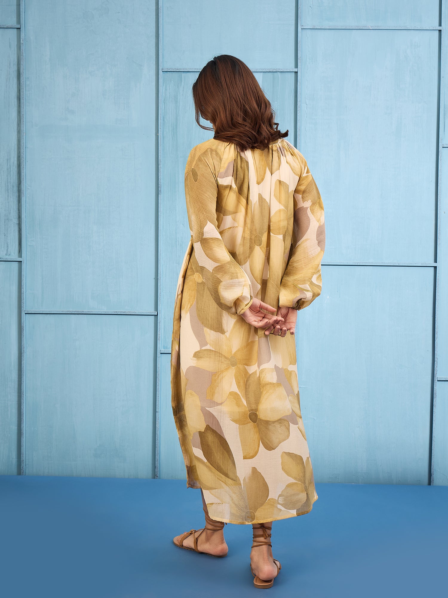 Light Olive Shaded Gathering Dress