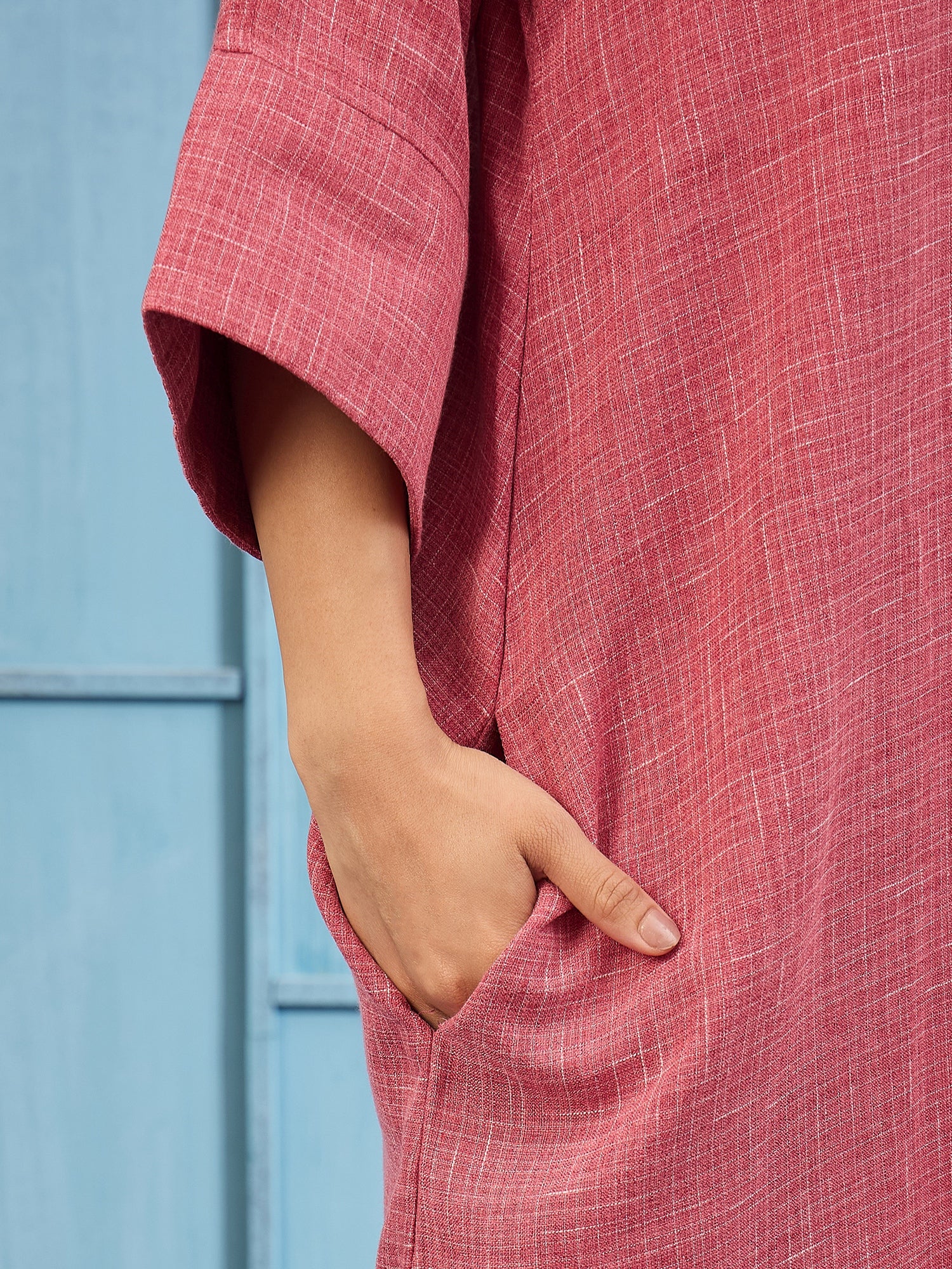 Dusty Pink Khadi Linen Long Dress
