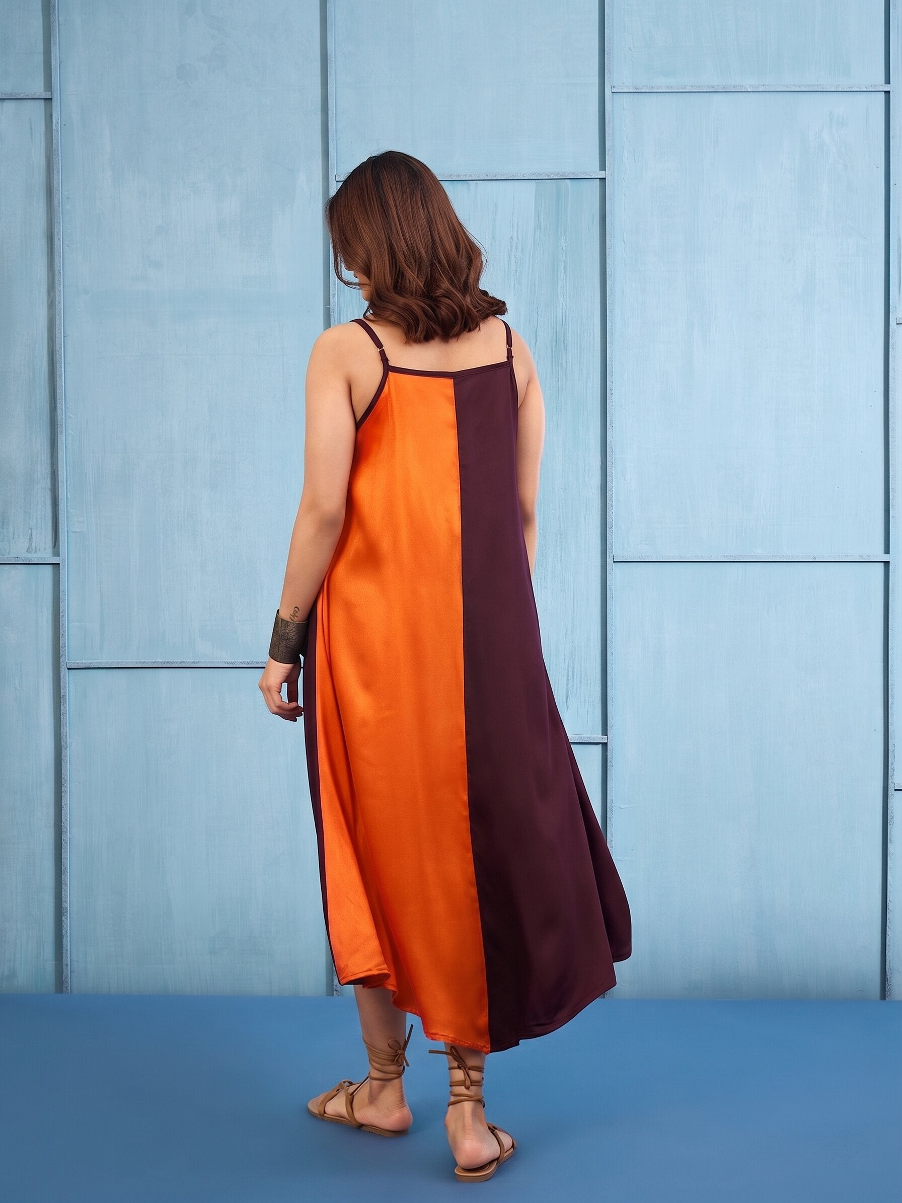 Rust Brown Asymmetric Dress