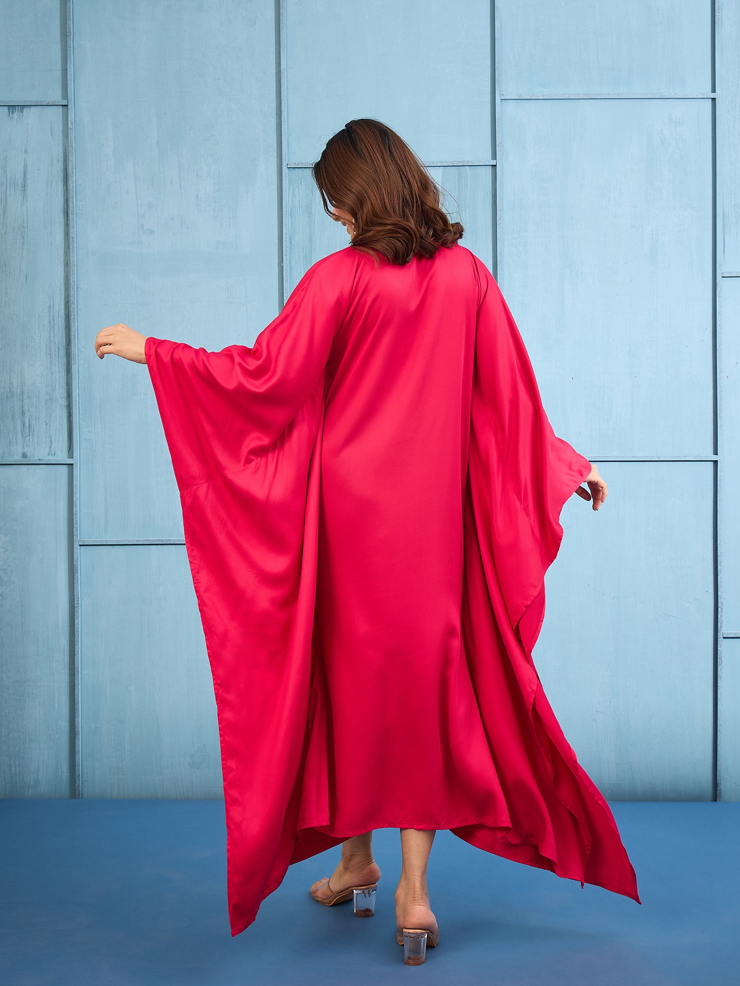 Cherry Pink Long Kaftan Dress