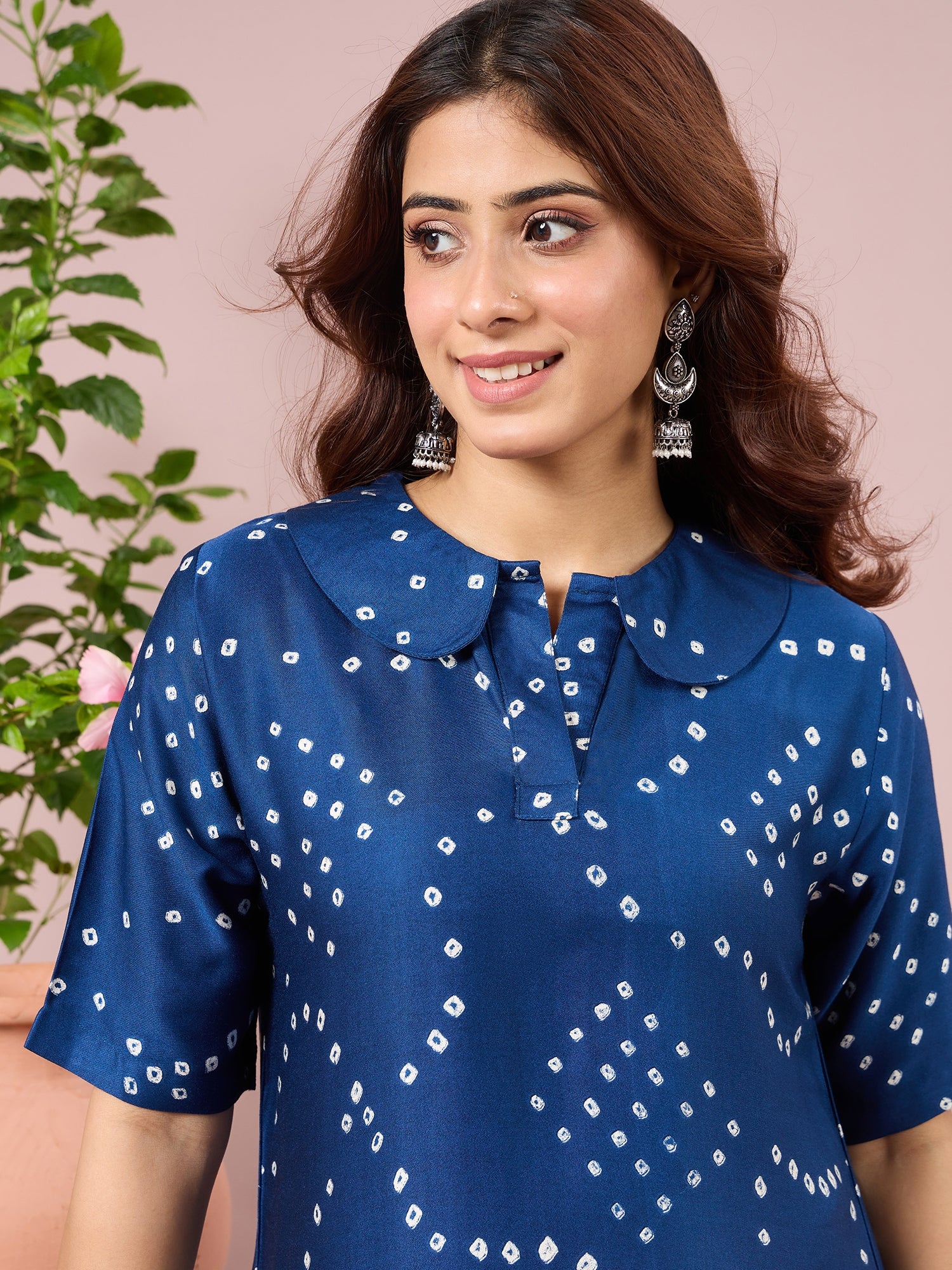 Blue Badhani Printed Border Dress
