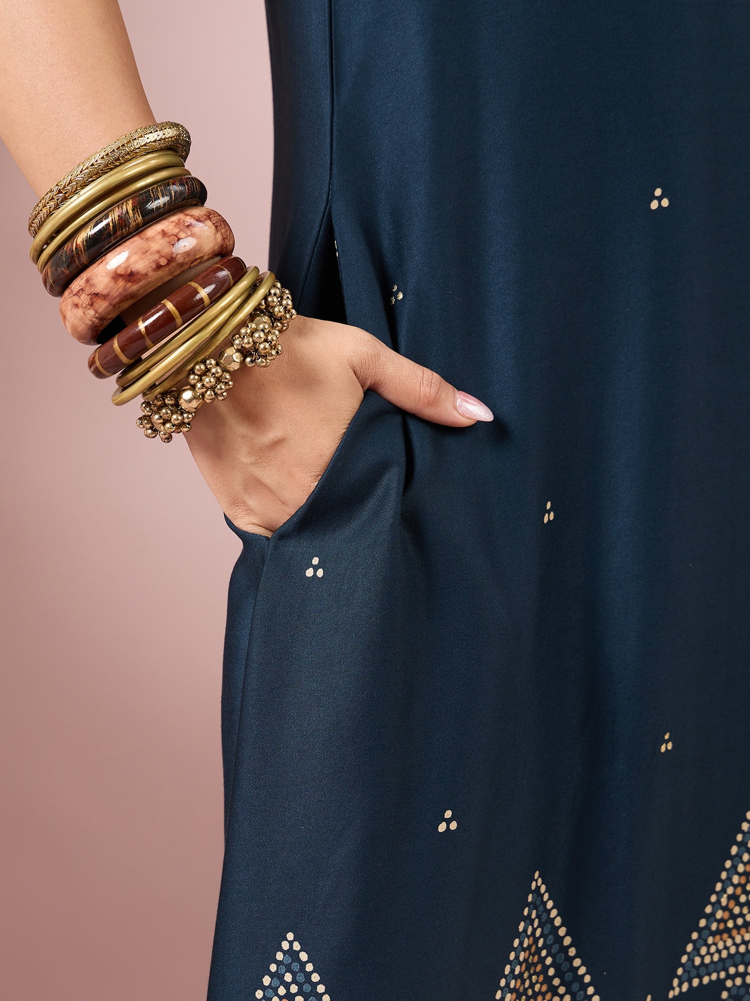 Teal Dot Border Peter Pan Collar Dress