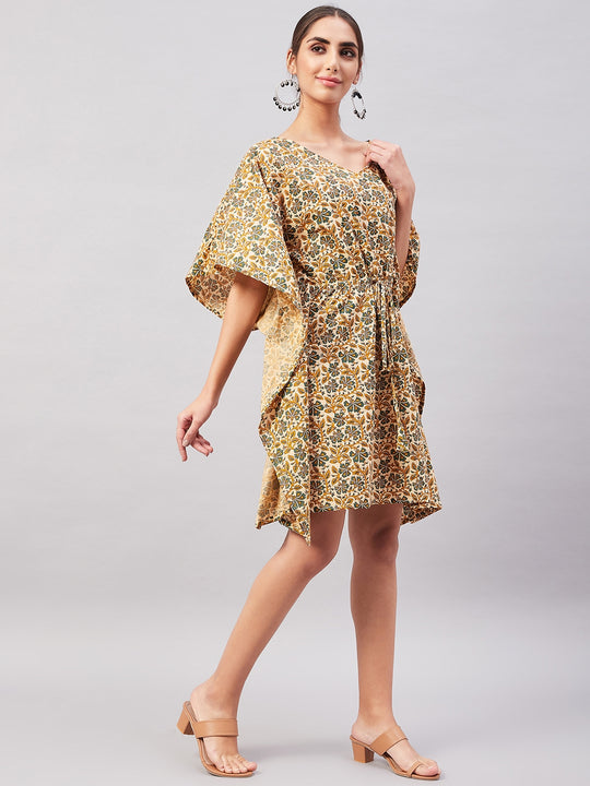 Light Brown Kalamkari Kaftan Dress