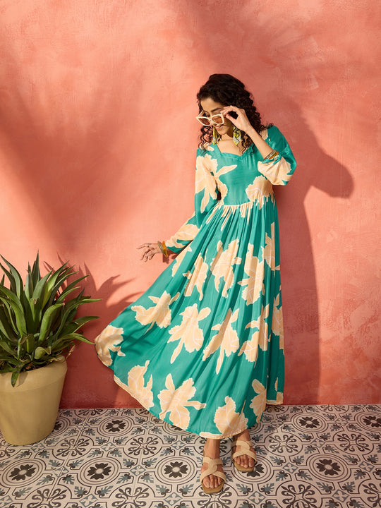 Jade Butter Yellow Buckeye Leaf Sweetheart Neck Dress