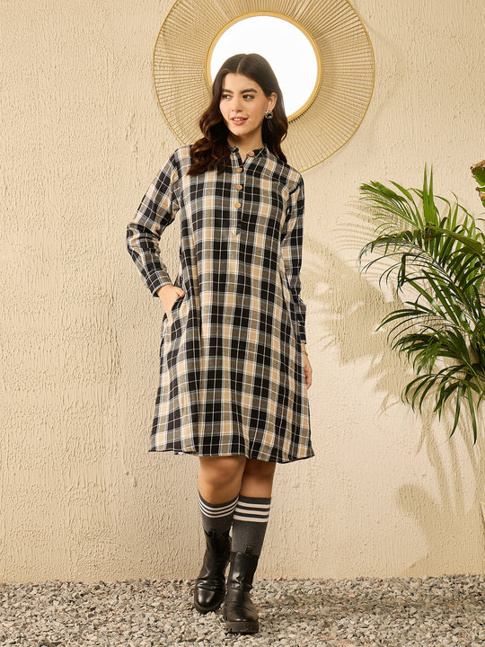 Black Beige Check Dress
