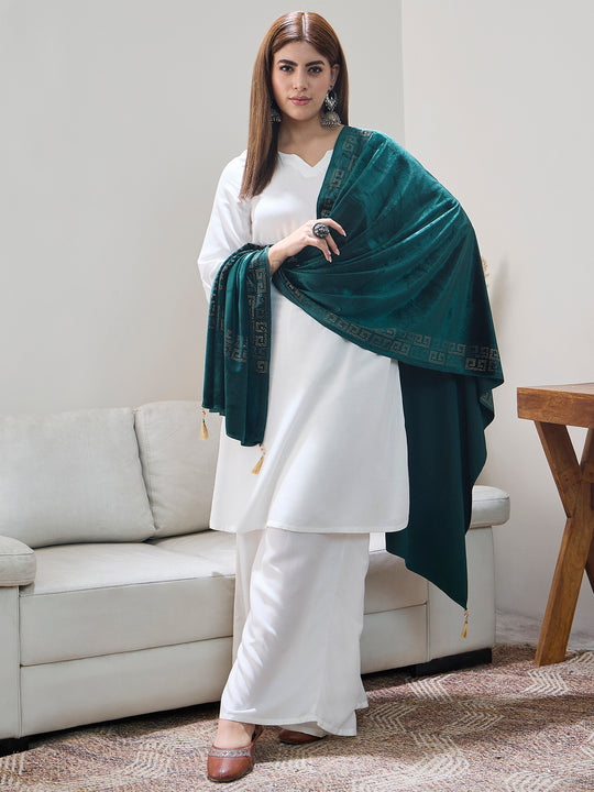 Dark Green Velvet Shawl