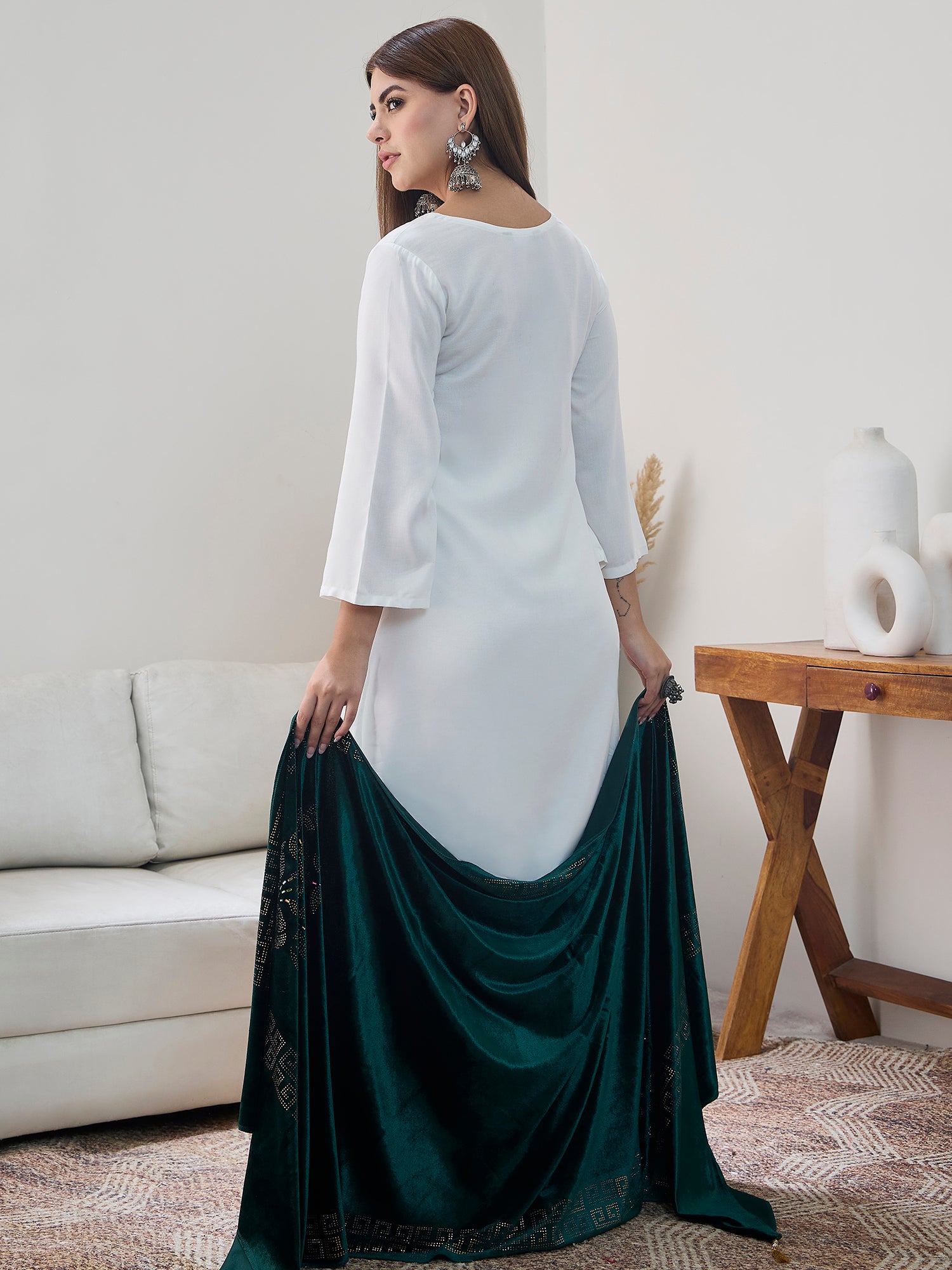 Dark Green Velvet Shawl