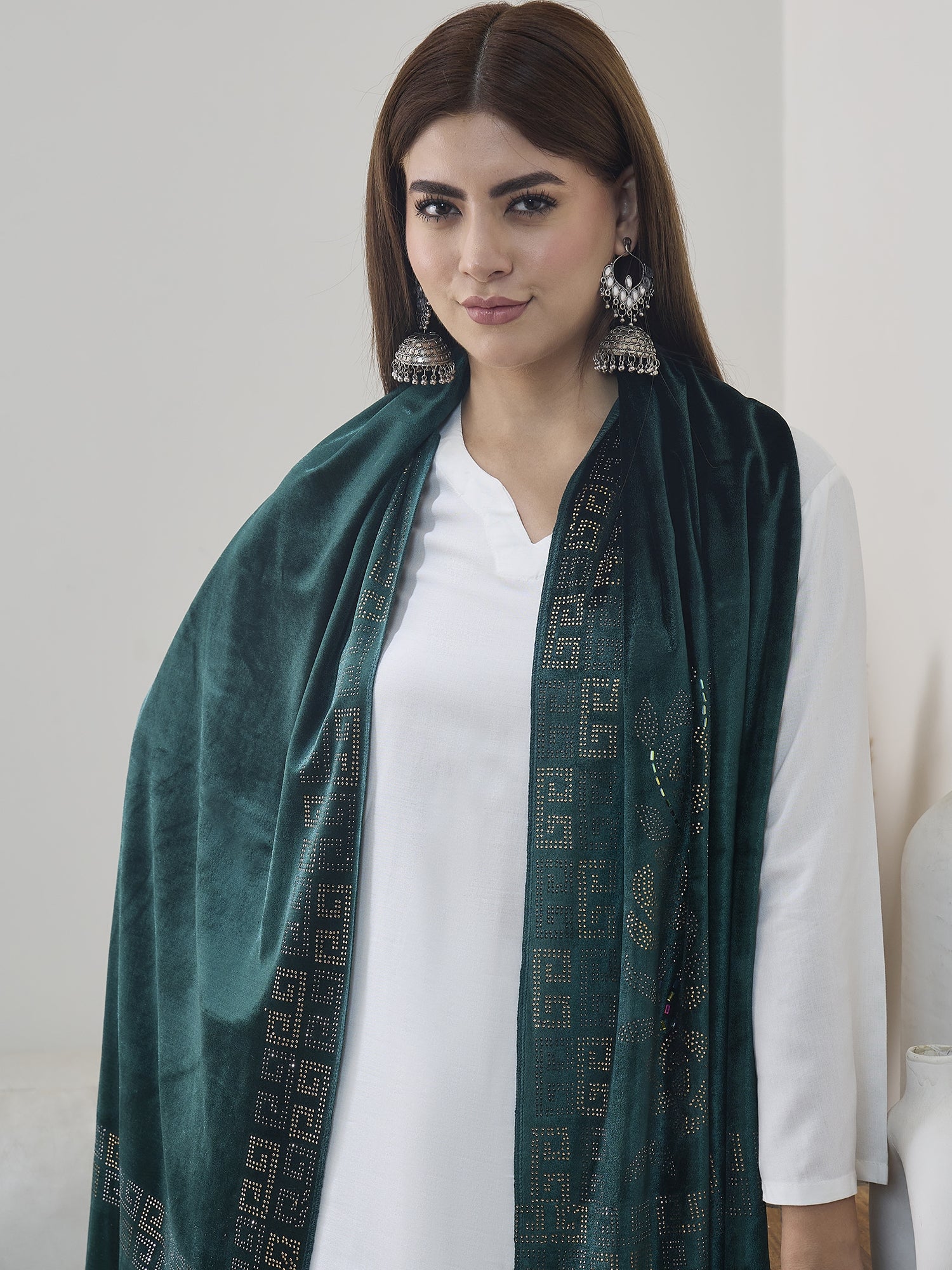 Dark Green Velvet Shawl