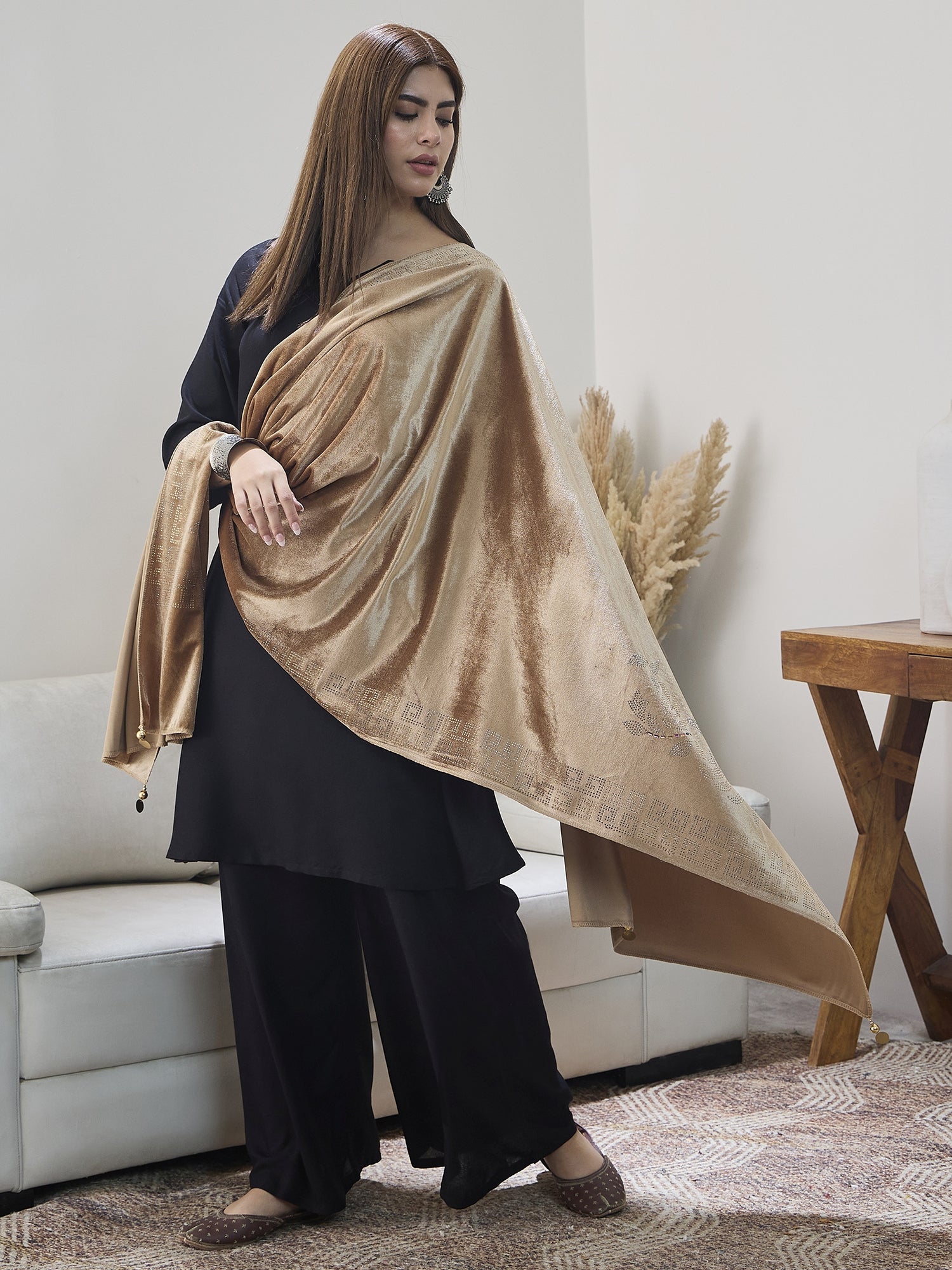 Golden Velvet Shawl