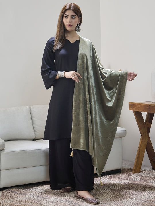Pista Green Velvet Shawl