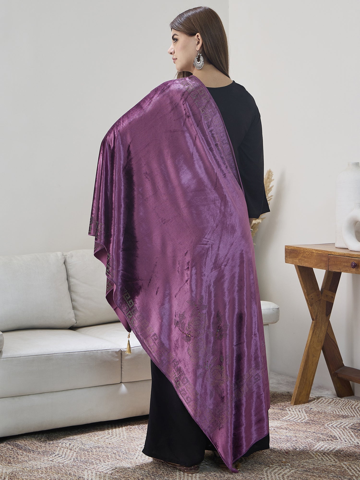Dark Mauve Velvet Shawl
