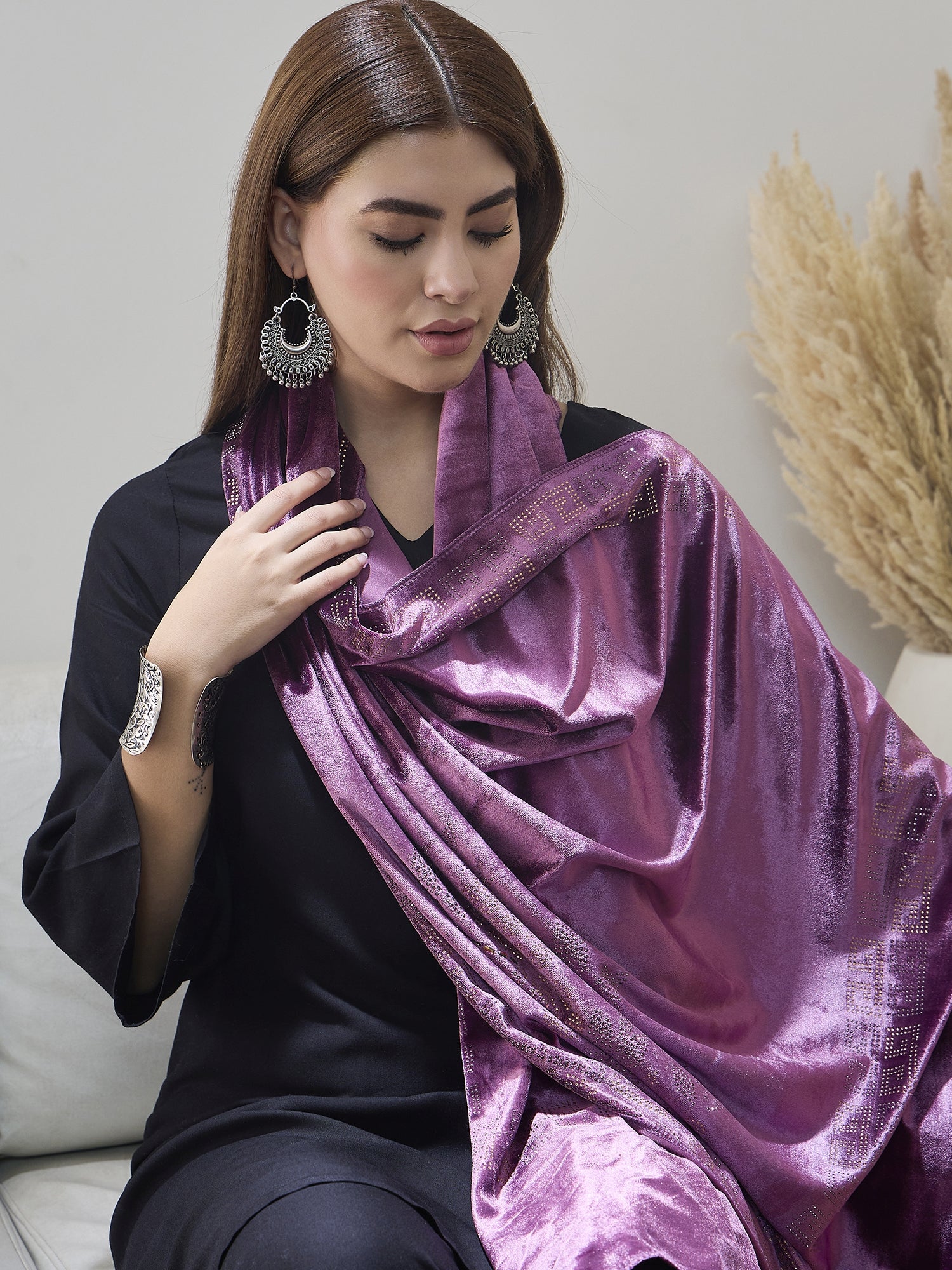 Dark Mauve Velvet Shawl
