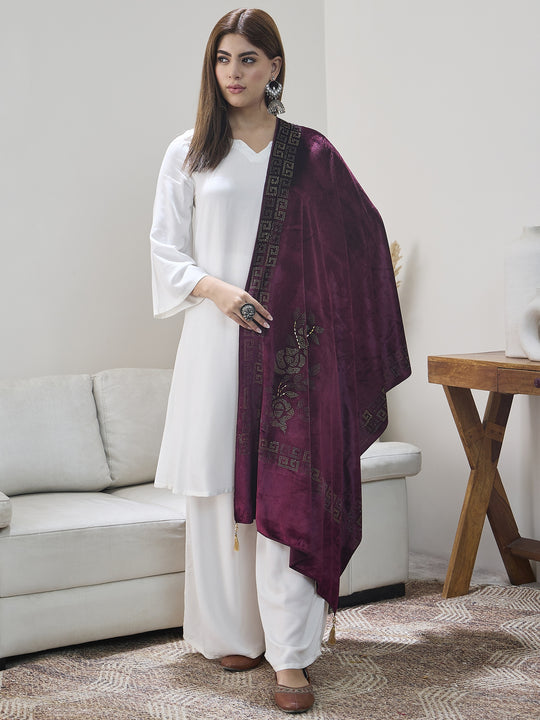 Wine Velvet Shawl