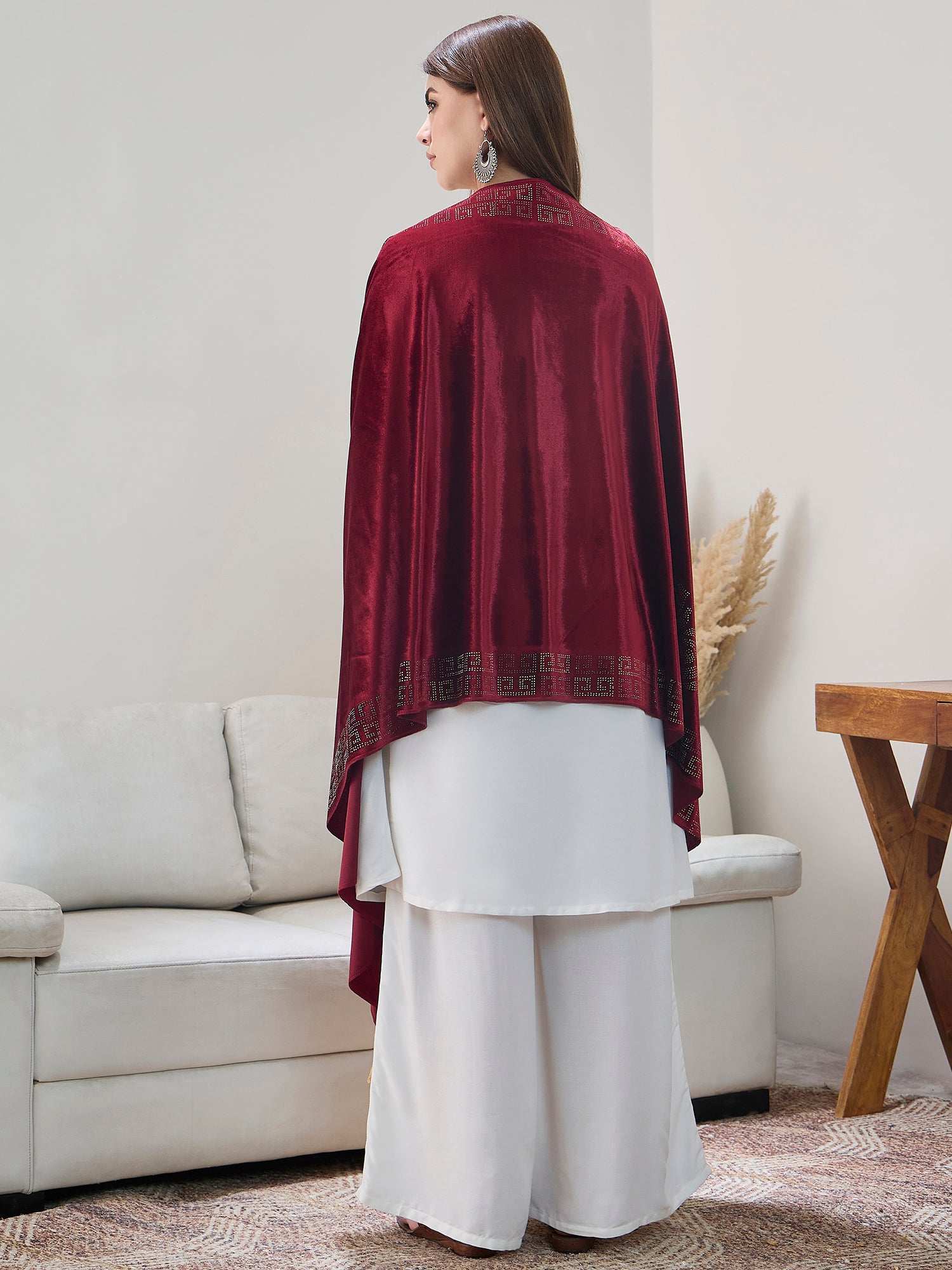 Barn Red Velvet Shawl