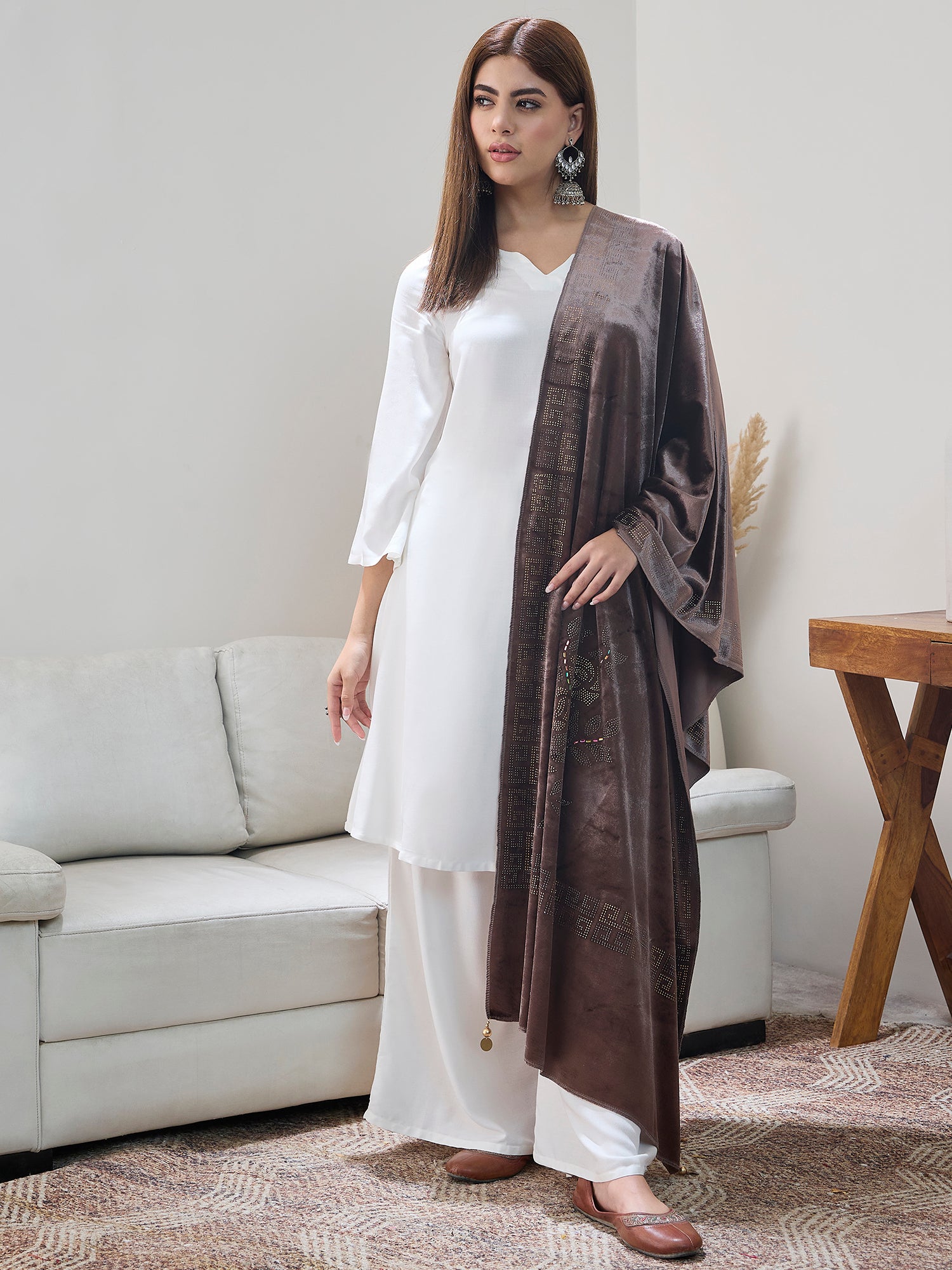 Light Brown Velvet Shawl