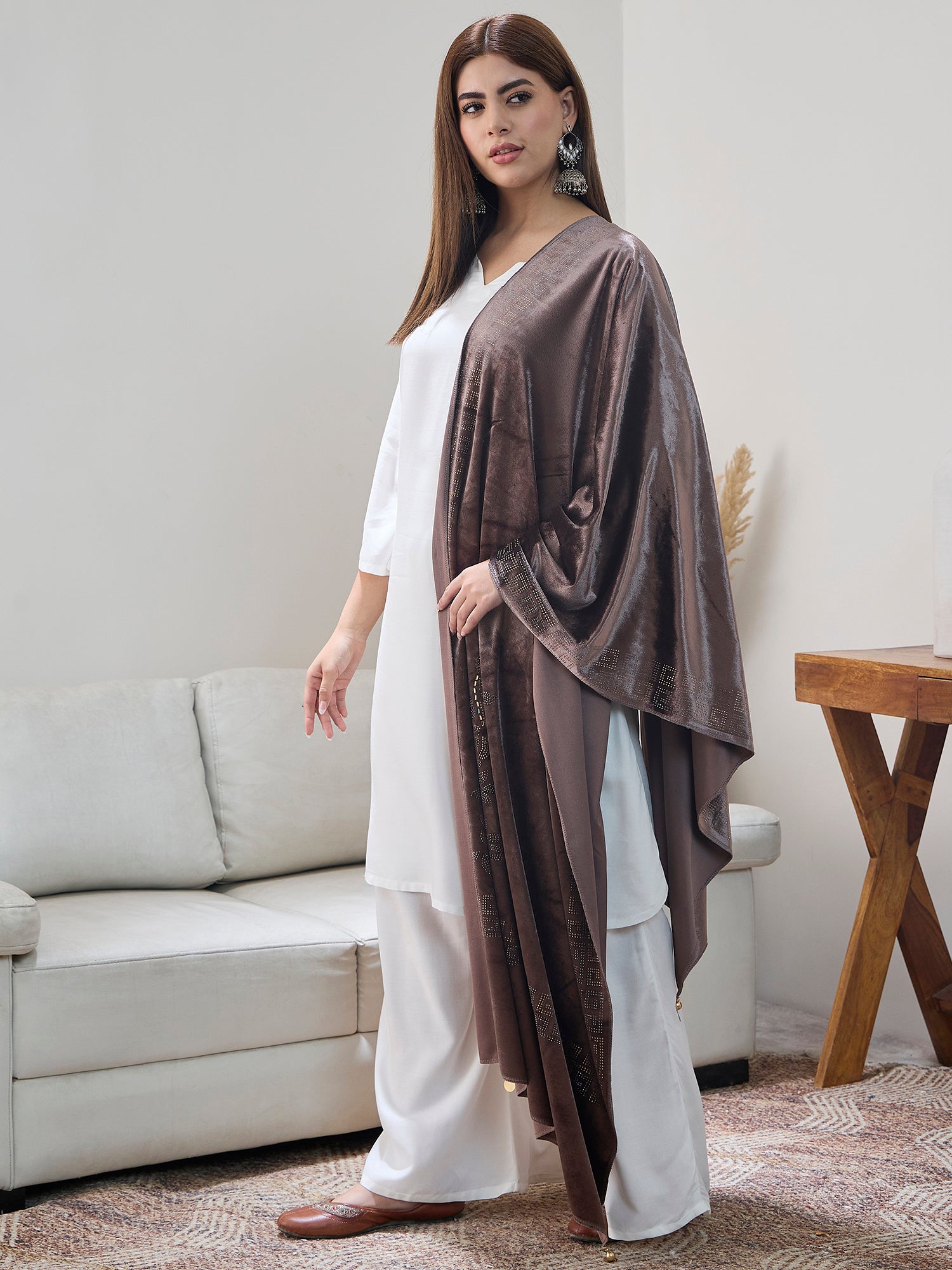 Light Brown Velvet Shawl