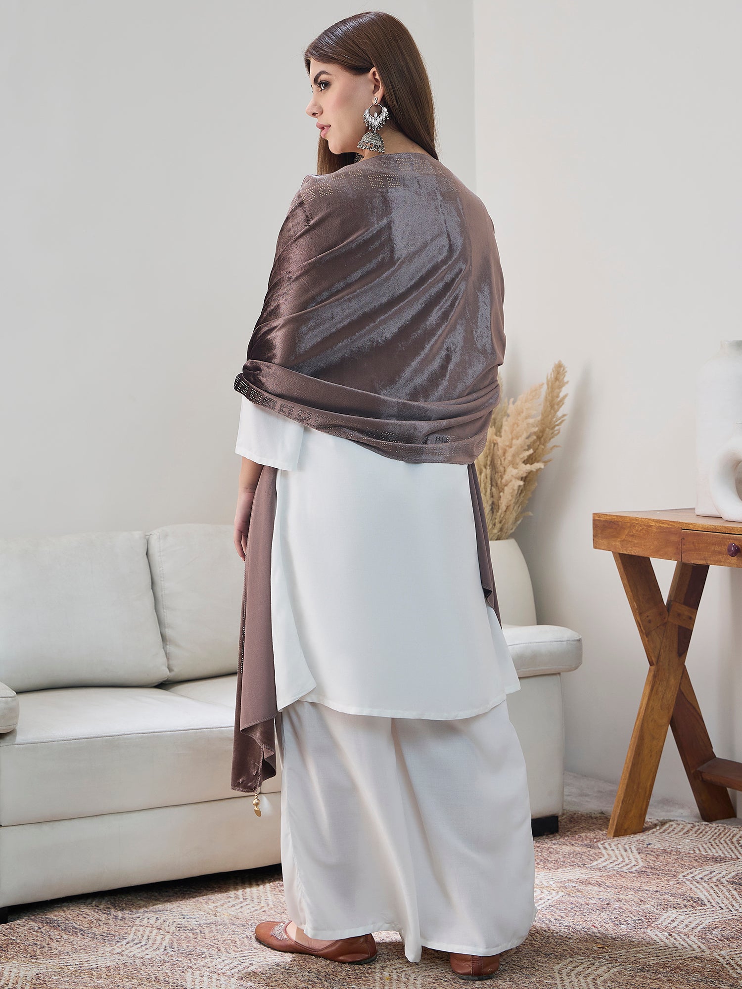 Light Brown Velvet Shawl