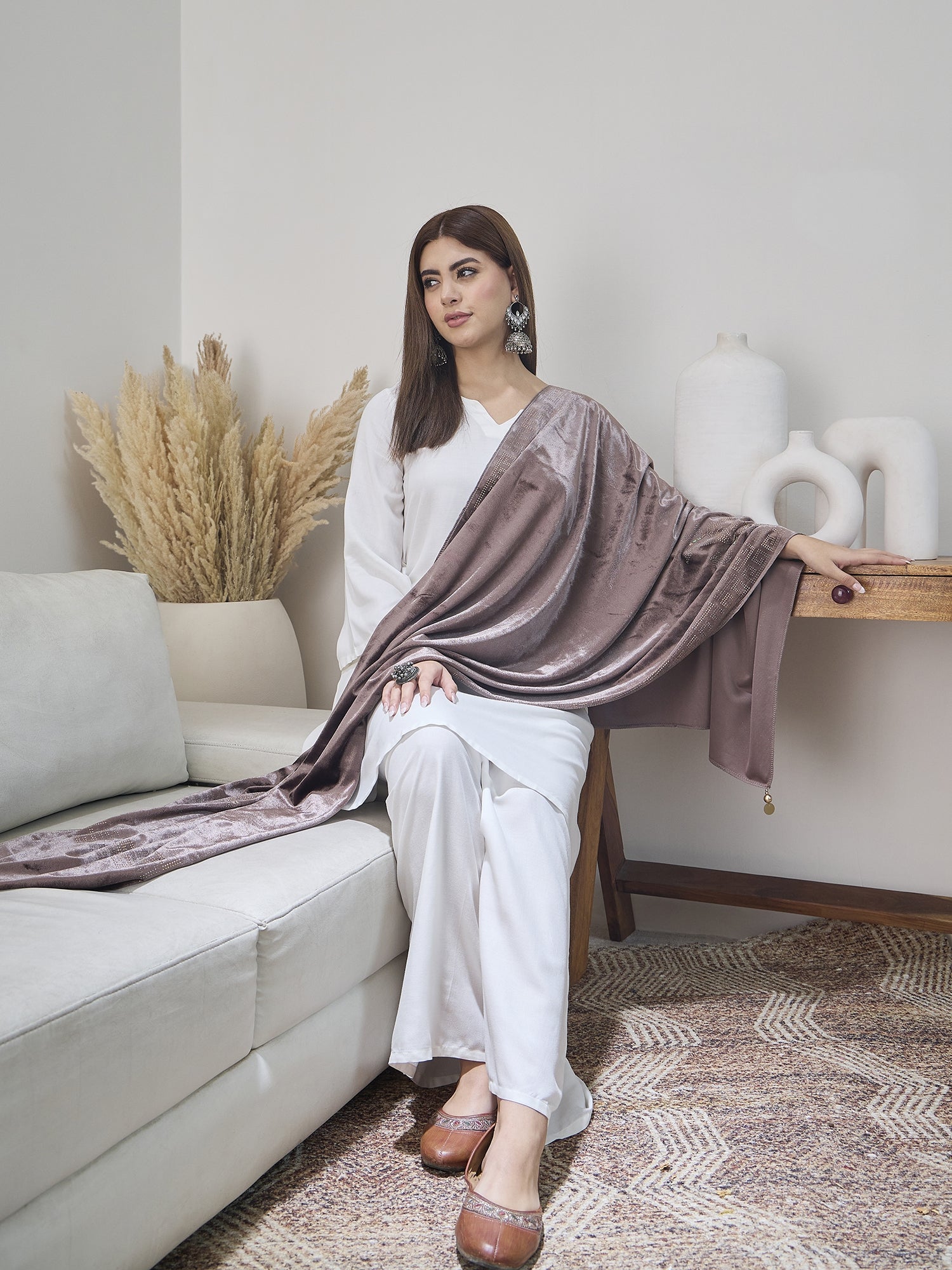 Light Brown Velvet Shawl