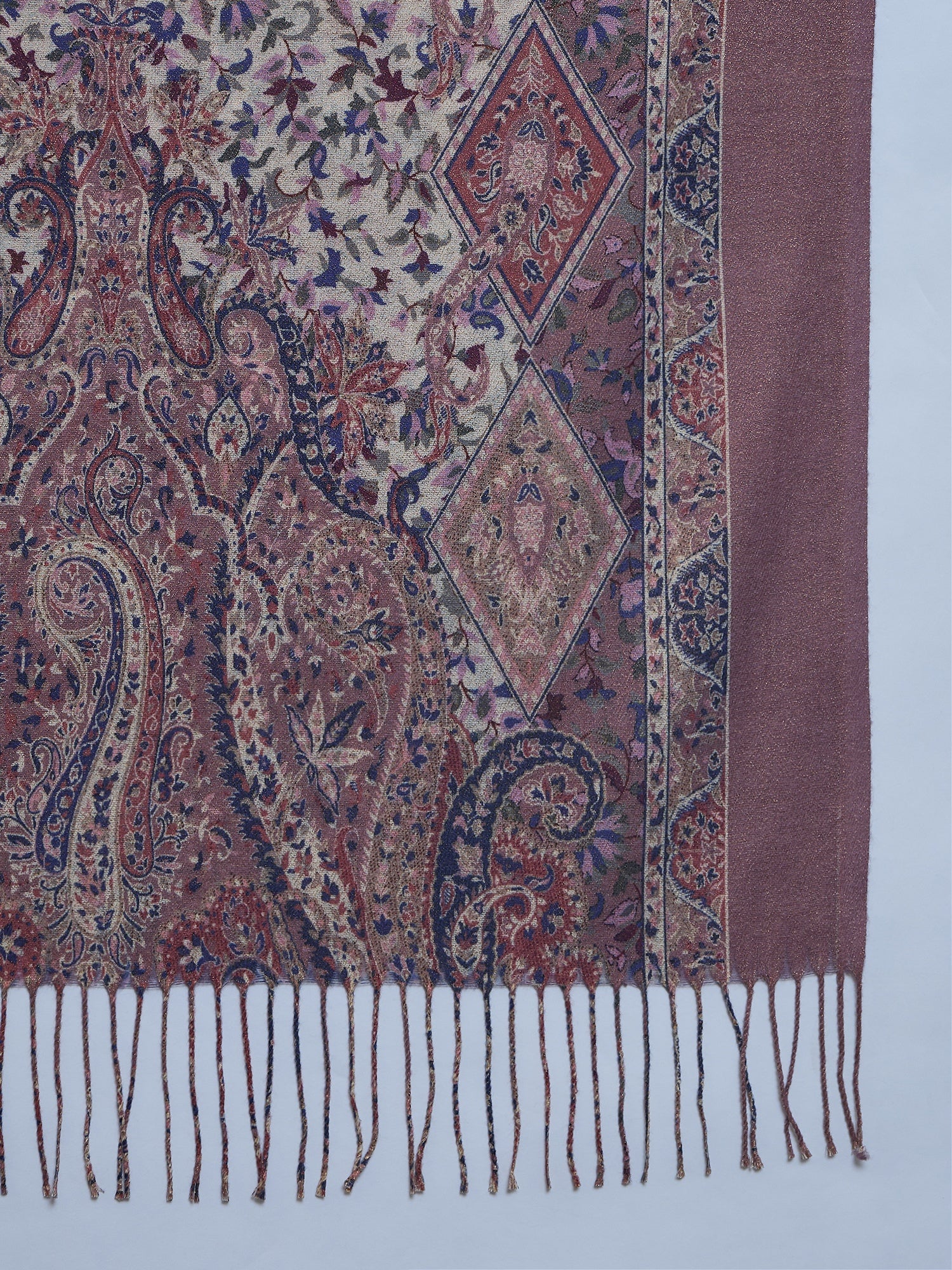 Pink Shimmer Border Printed Shawl