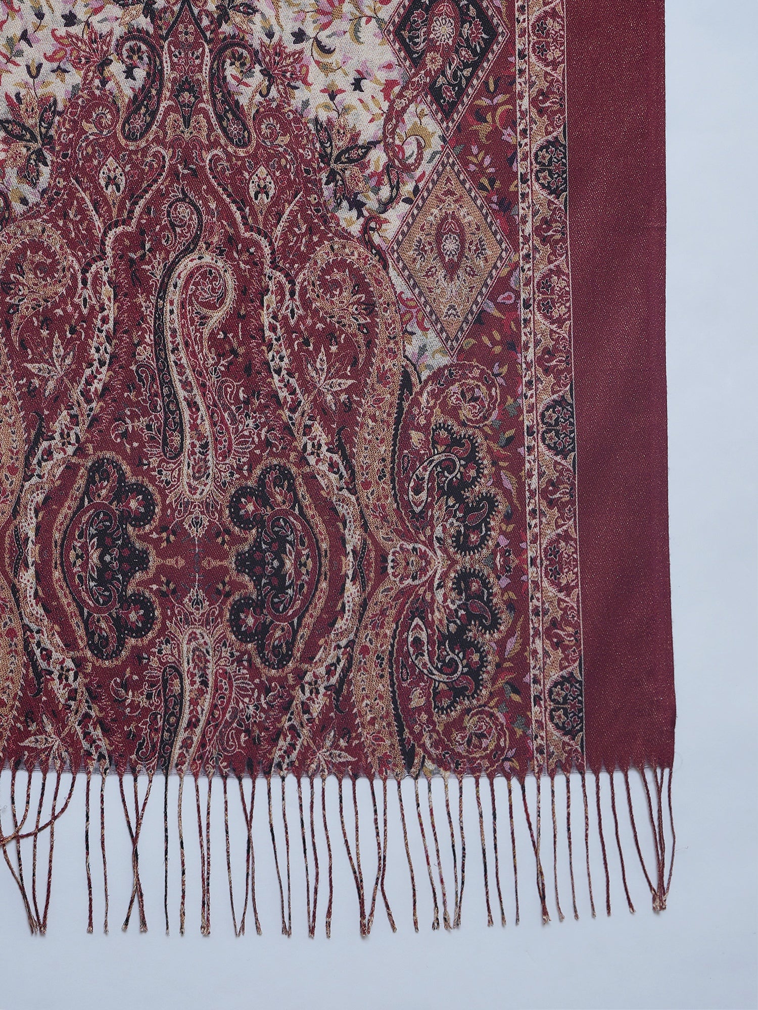 Rust Shimmer Border Printed Shawl