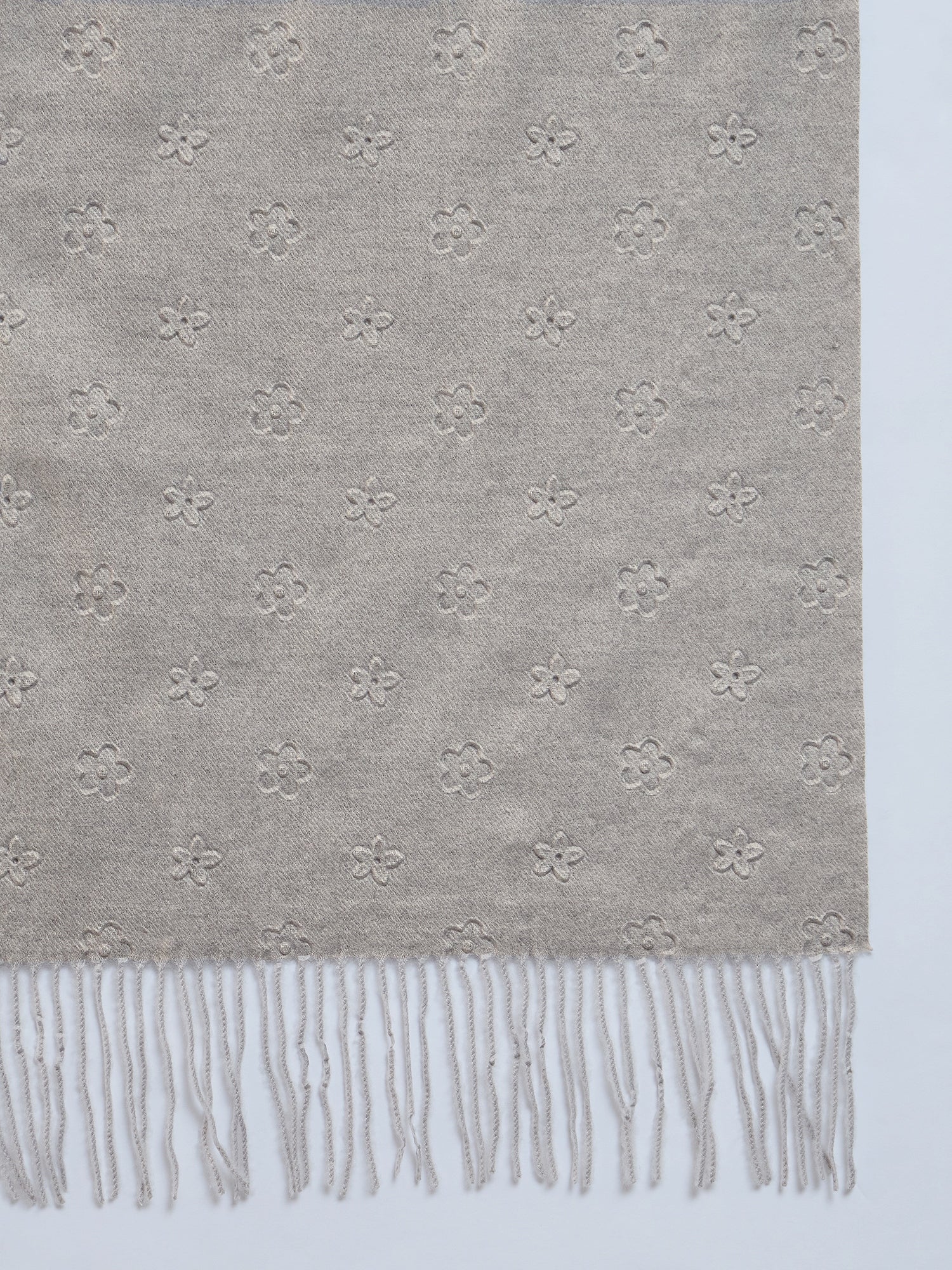 Grey Embossed Flower Shawl