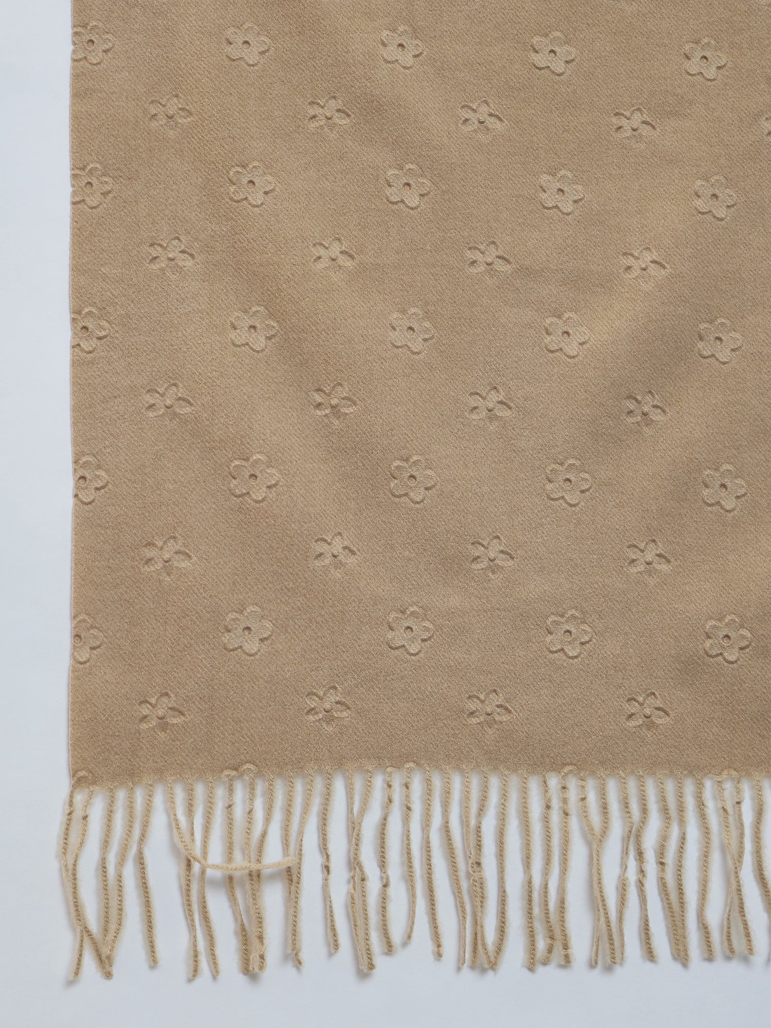 Beige Embossed Flower Shawl