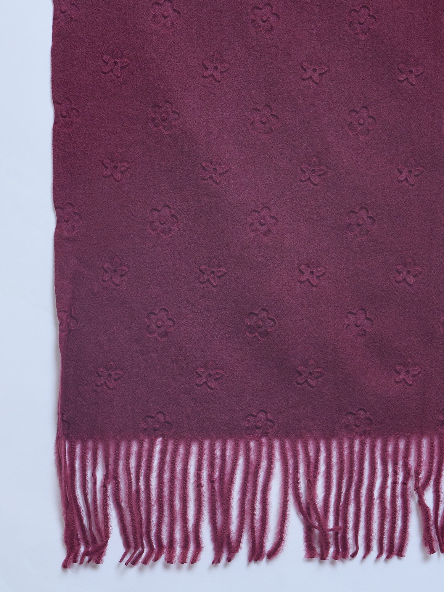 Maroon Embossed Flower Shawl