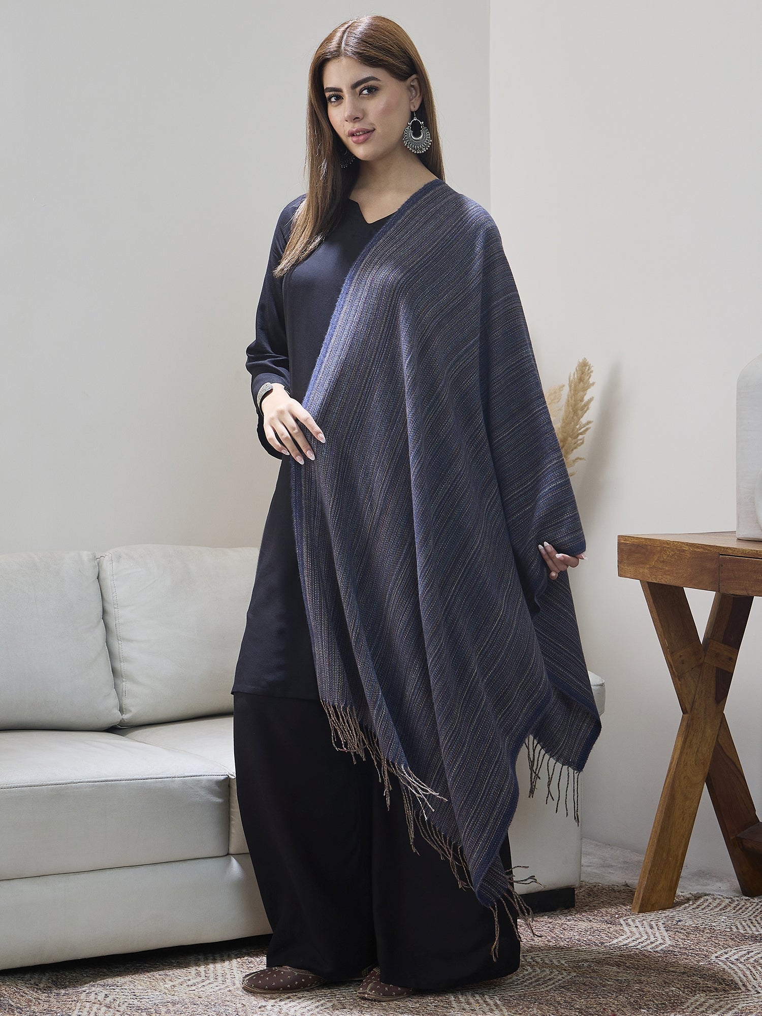 Blue Multi Striped Shawl