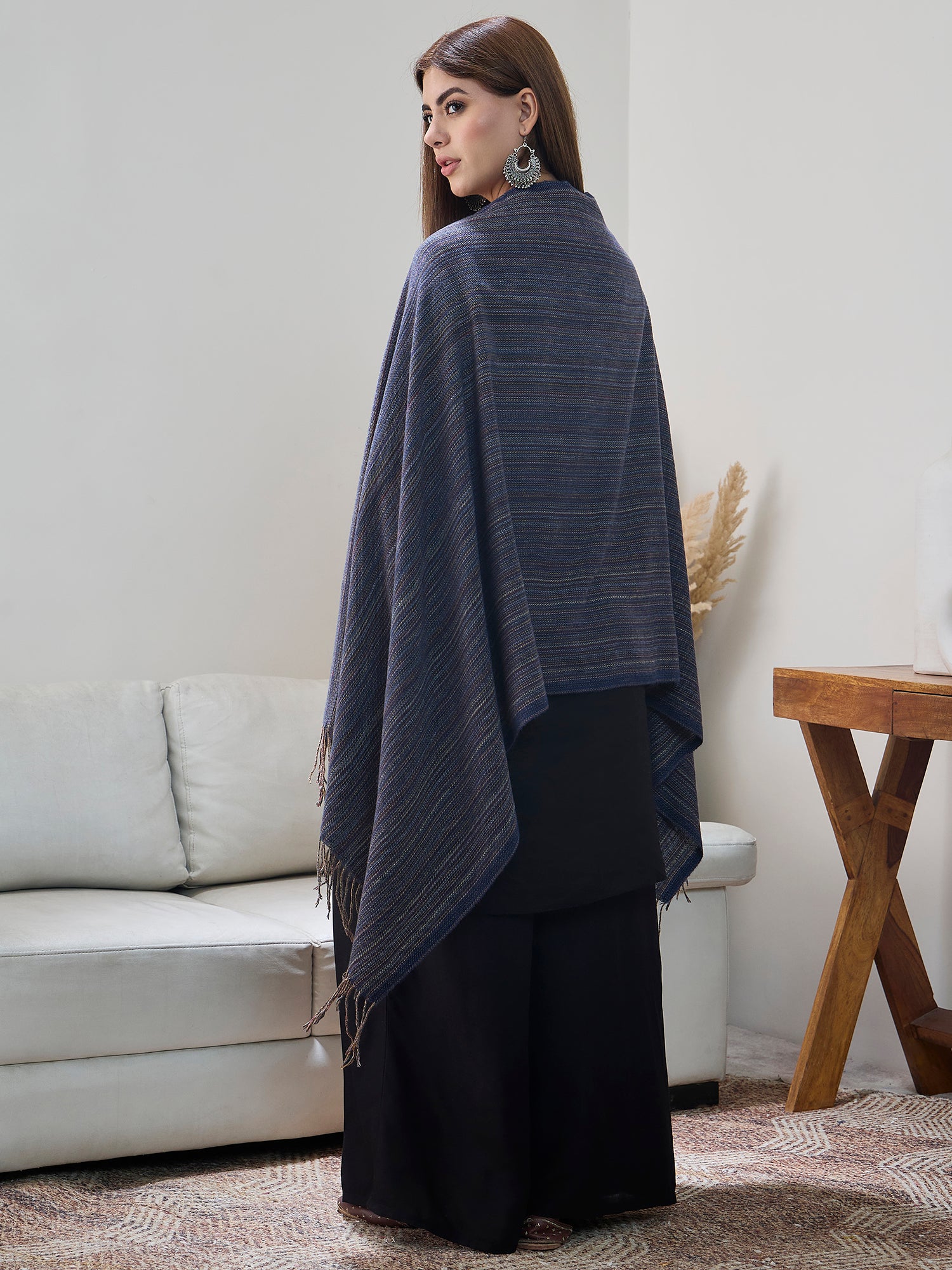 Blue Multi Striped Shawl