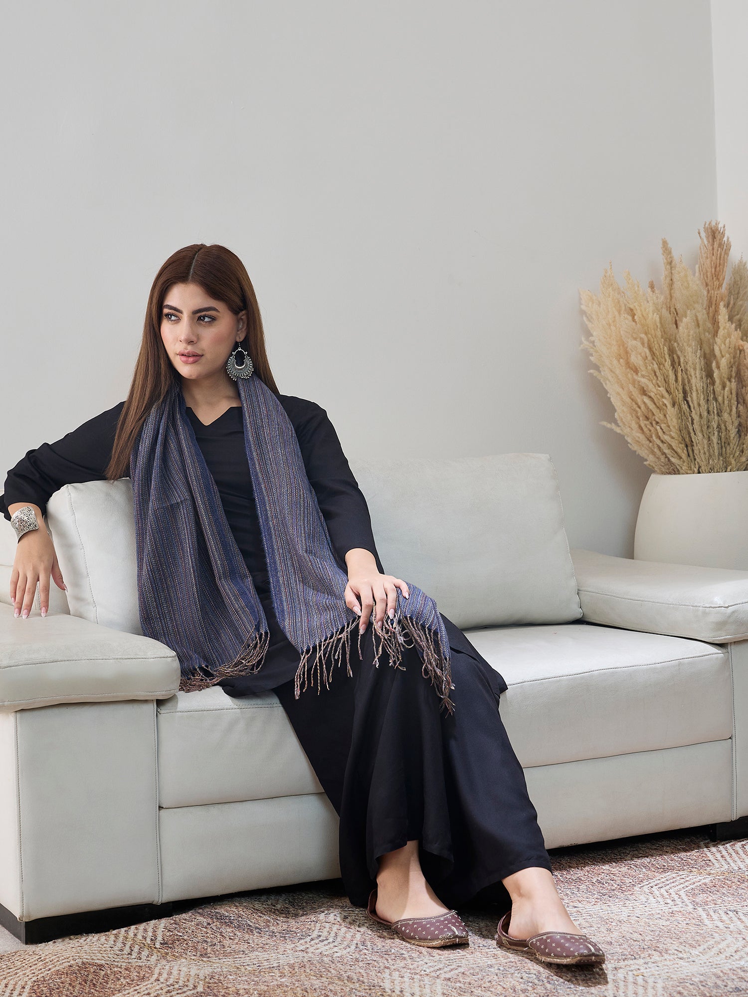 Blue Multi Striped Shawl