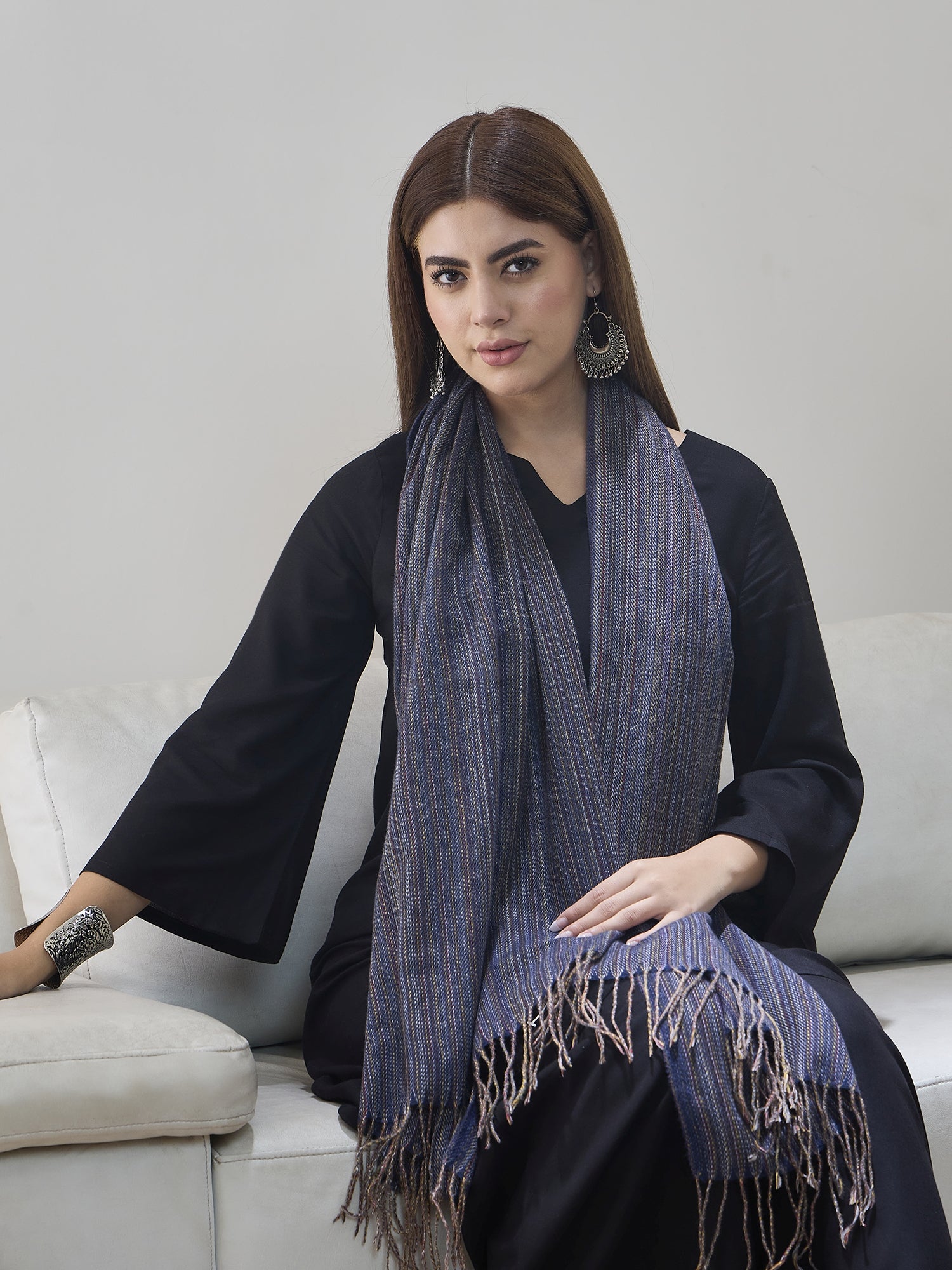 Blue Multi Striped Shawl
