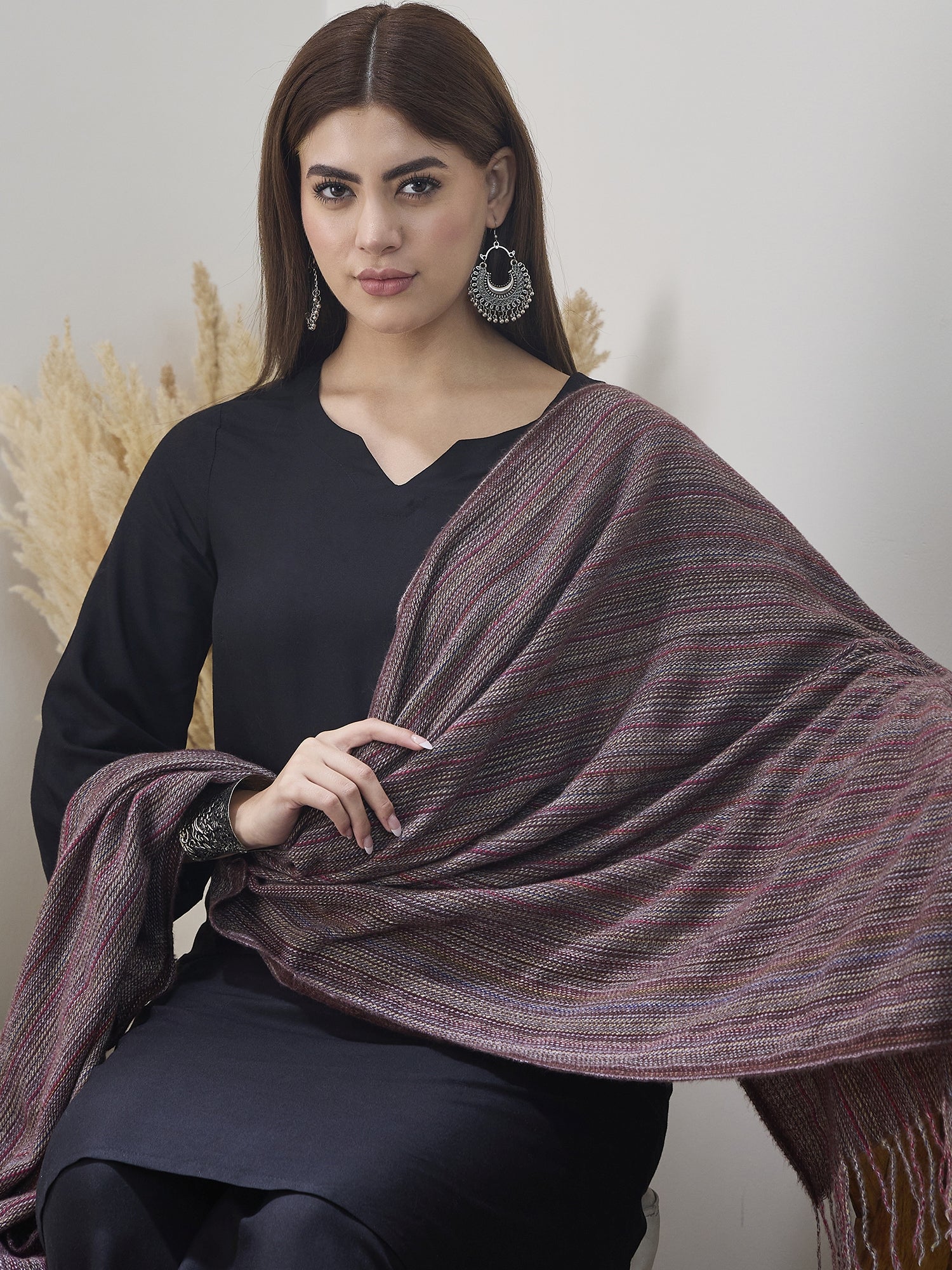 Brown Multi Striped Shawl