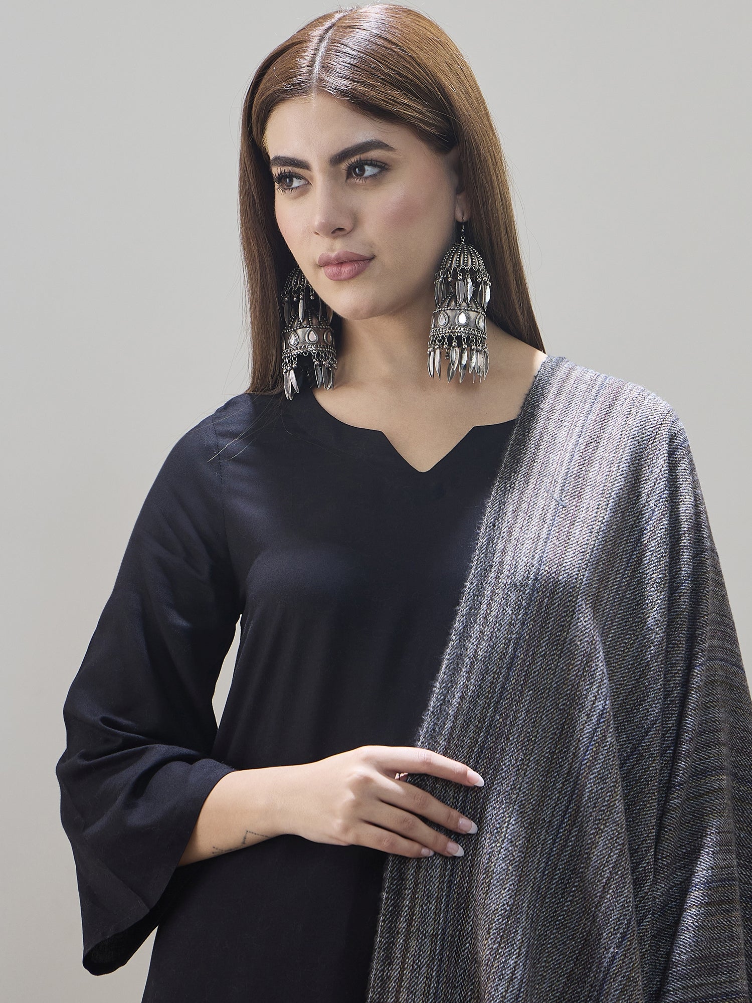 Black Multi Striped Shawl