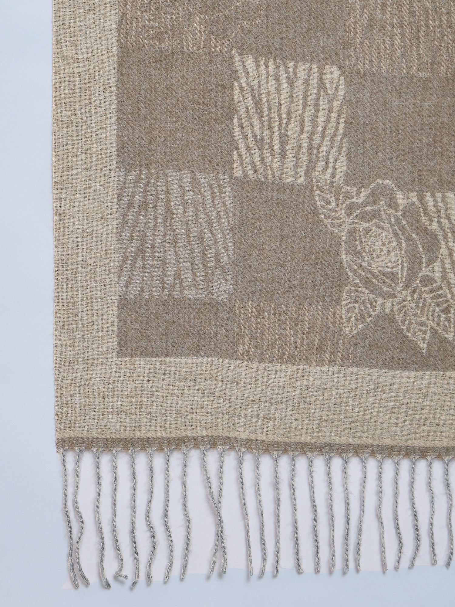 Beige Thread Tassel Shawl