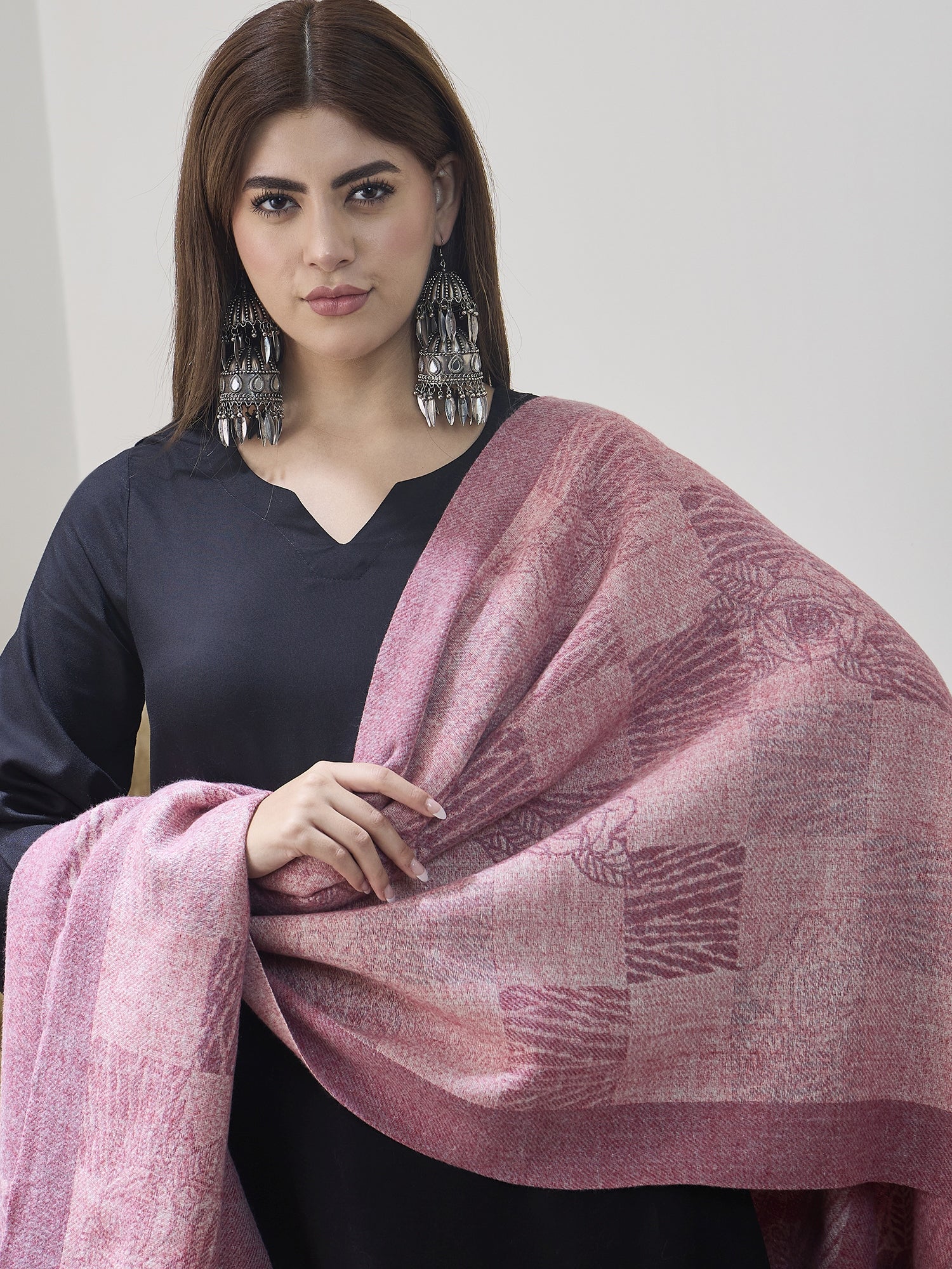 Pink Thread Tassel Shawl