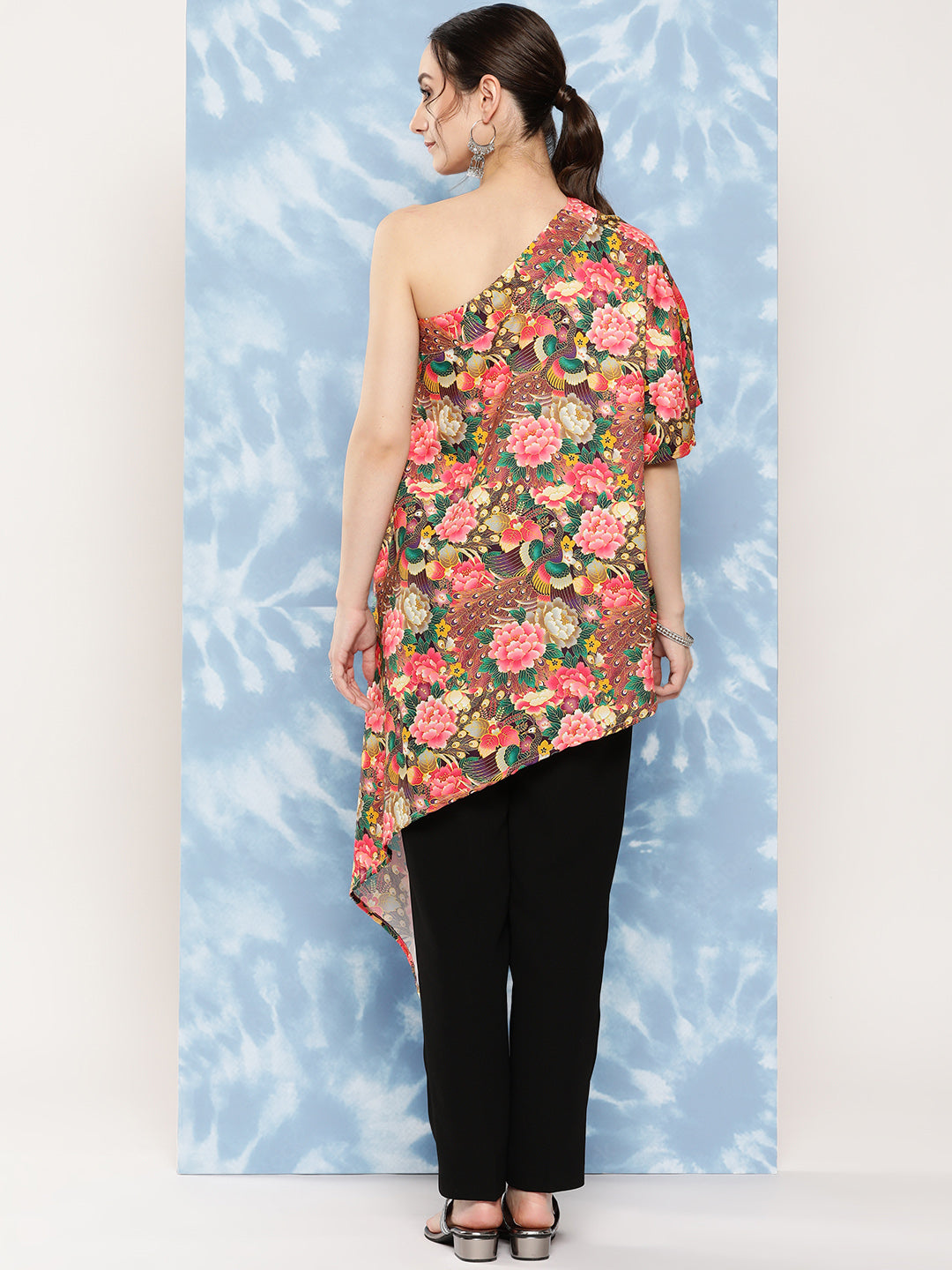 Mutli Peacock Japanese Art Oneshoulder Top