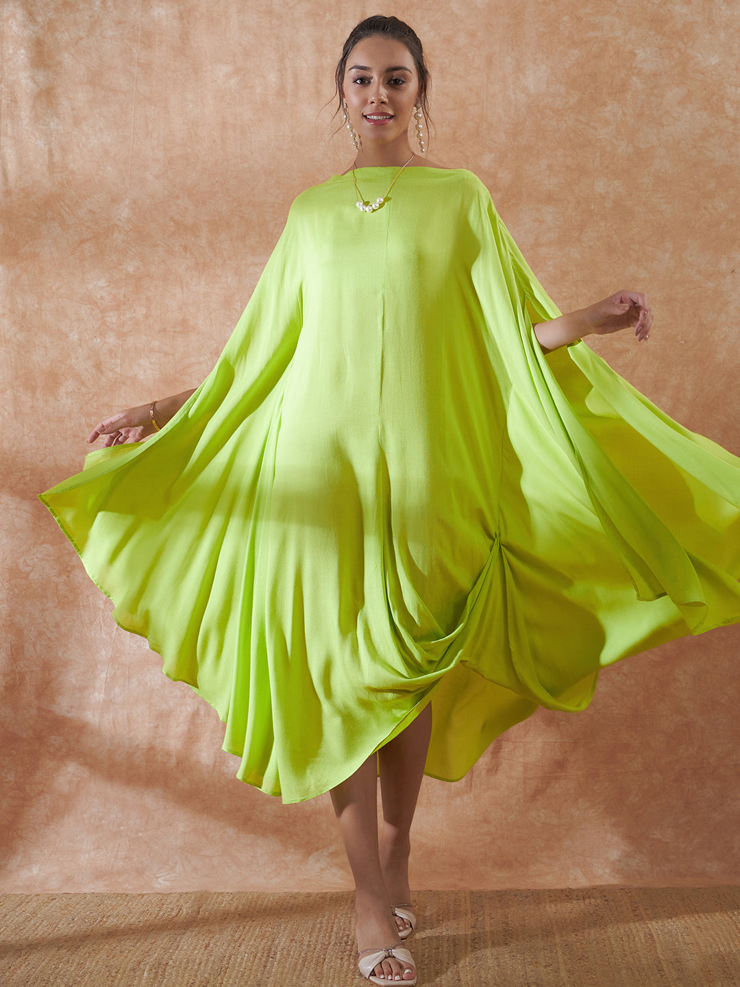 InWeave Lime Green Rayon Cowel Style Kaftan XXL for Women InWeave Lime Green Rayon Cowel Style Kaftan XXL for Women