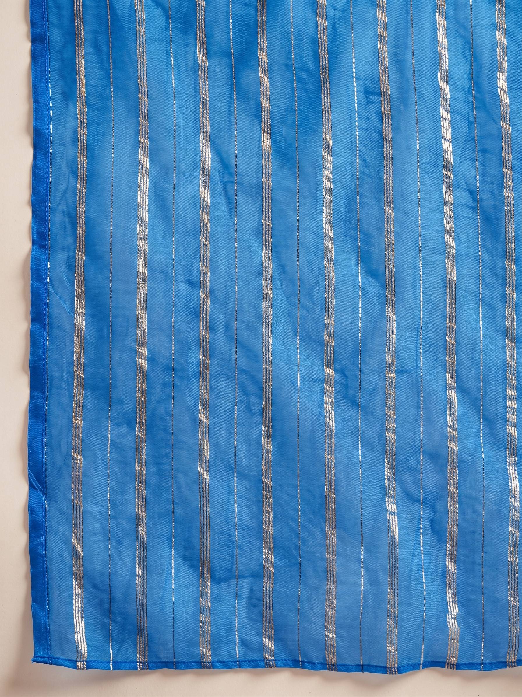 Multi Block Kurta Blue Salwar Dupatta Set