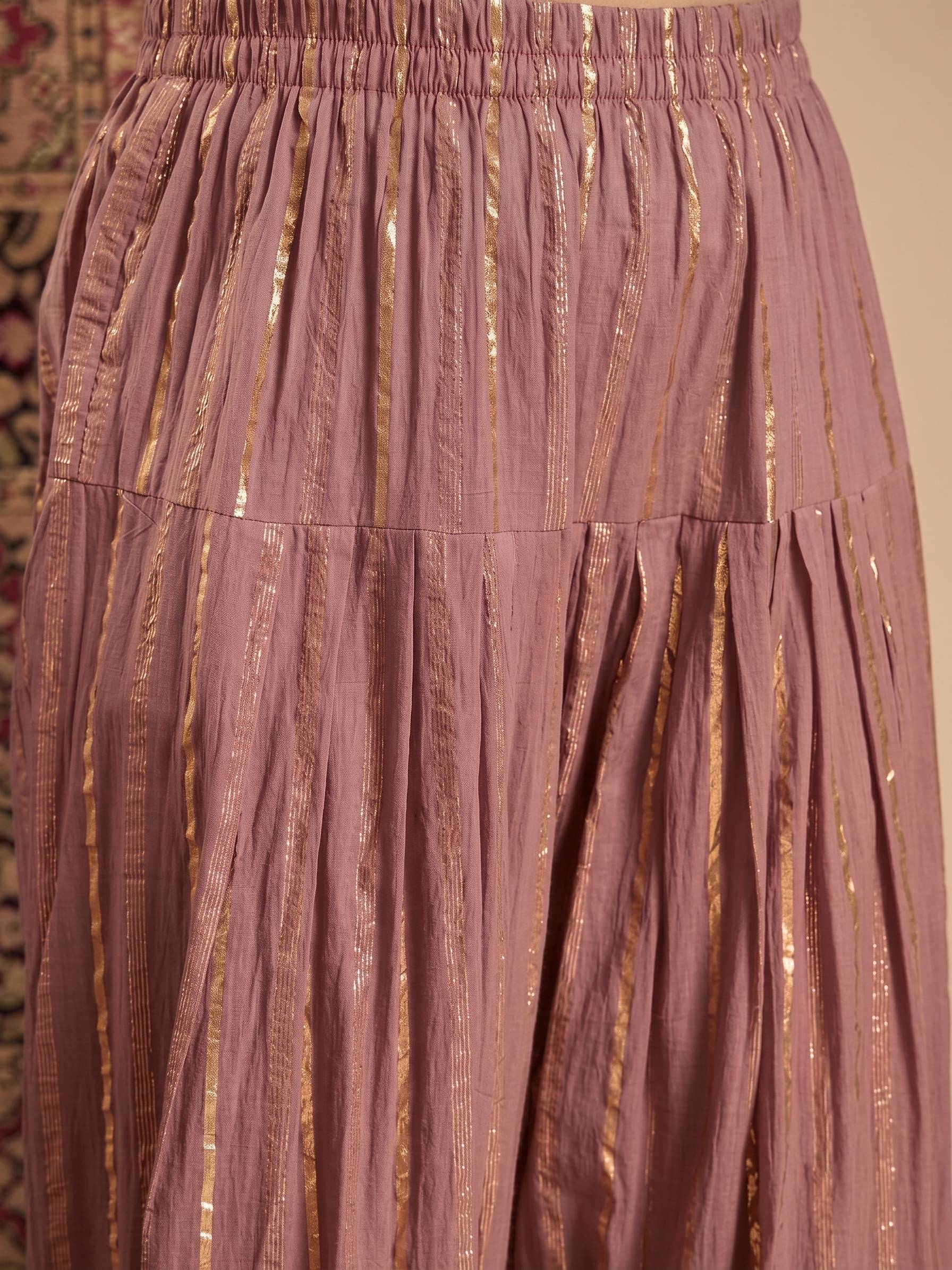Multi Block Kurta Dull Pink Salwar Dupatta Set