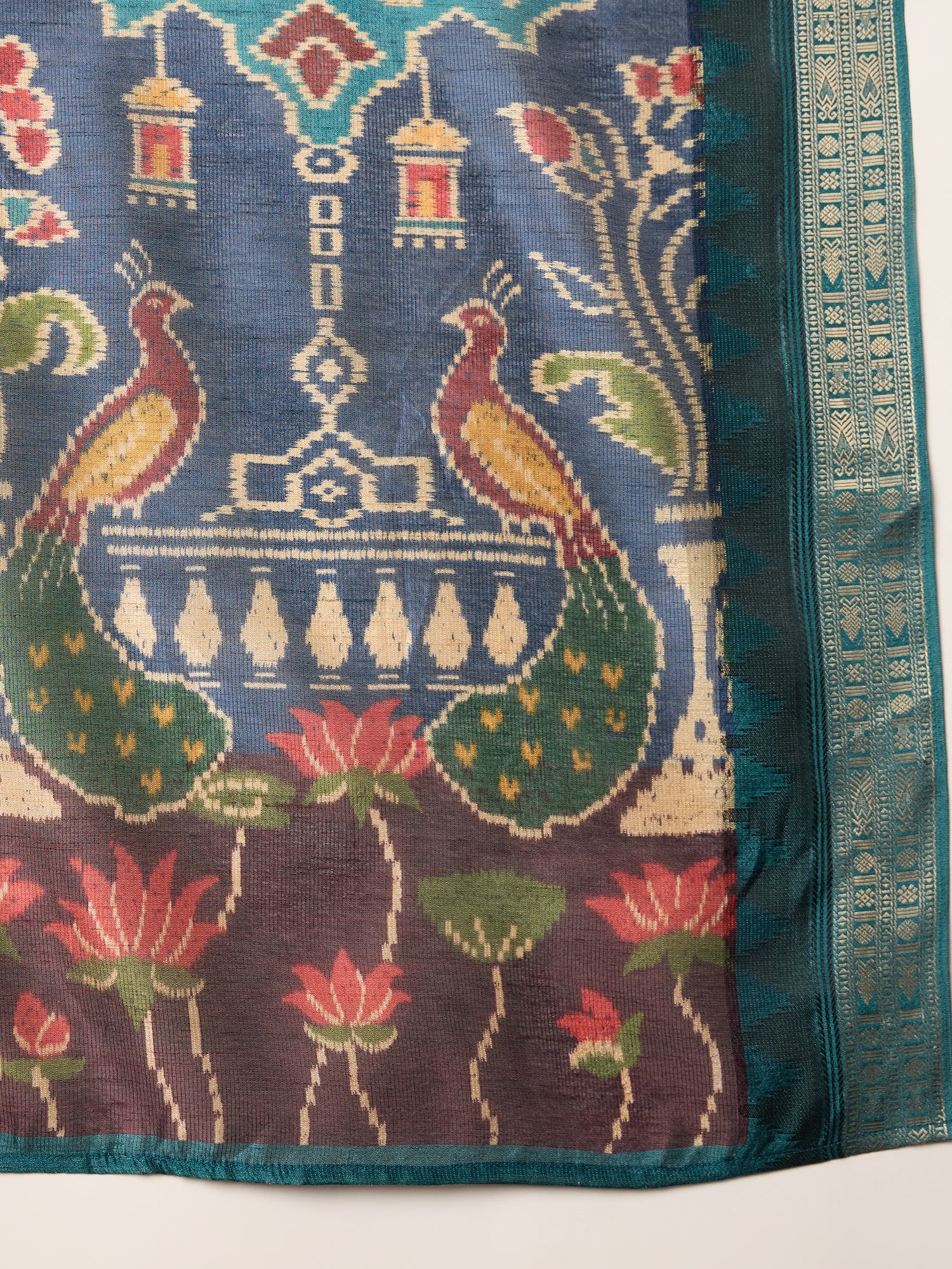 Burgundy Kurta Set Ikat Dupatta